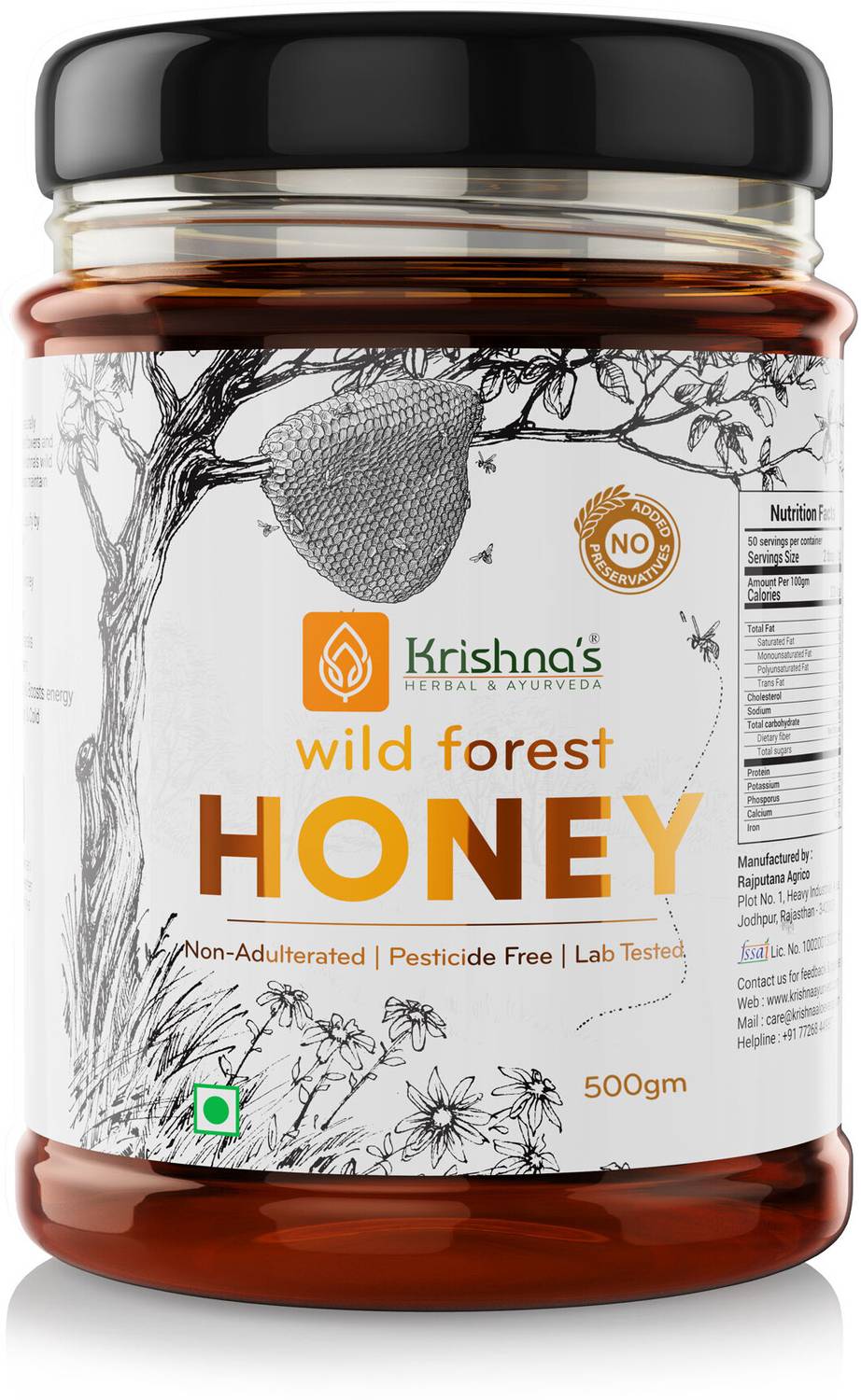 Krishna's Herbal & Ayurveda Wild Forest Honey No Additives Or P