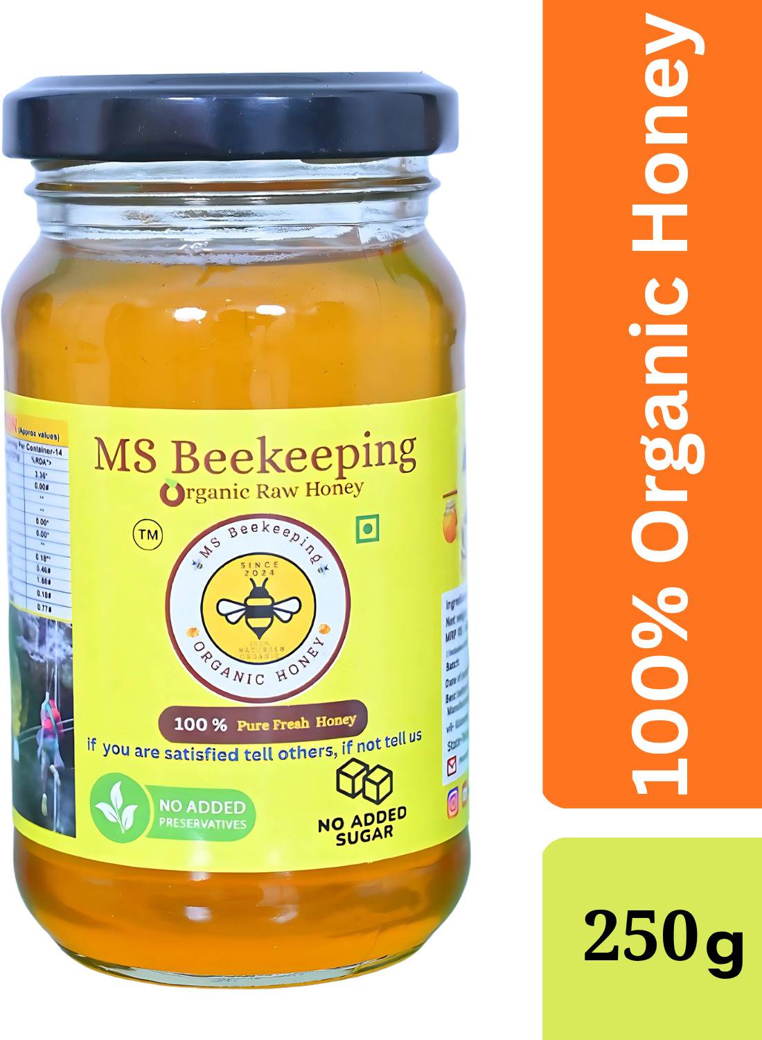 MS Beekeeping Pure Organic Raw Honey (250 g)