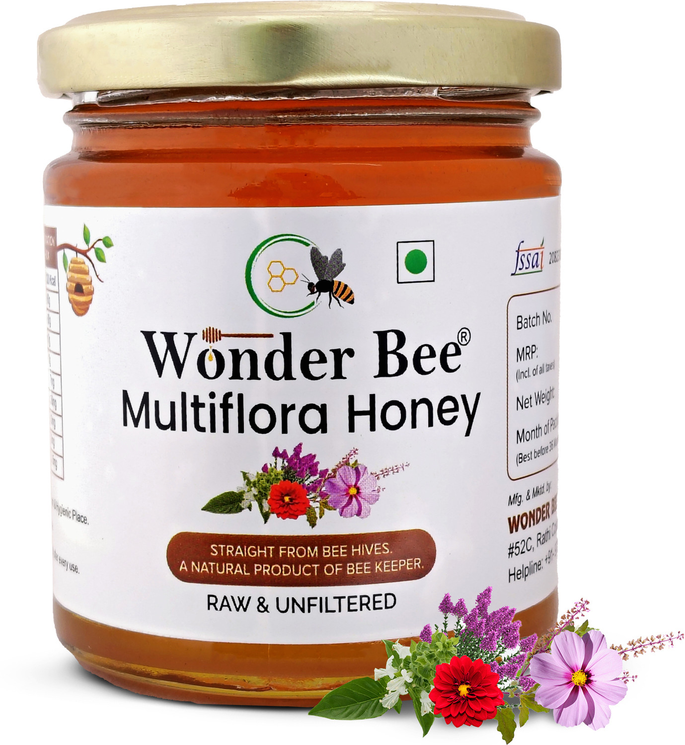 Image of WONDER BEE multiflora organic honey 250g