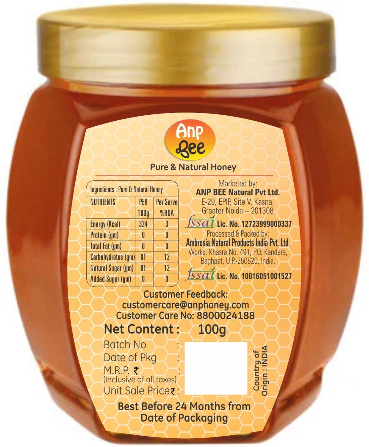 Image of ANP BEE Raw Natural Honey, NMR Tested Pure Premium Original Forest Madhu /Shahad
