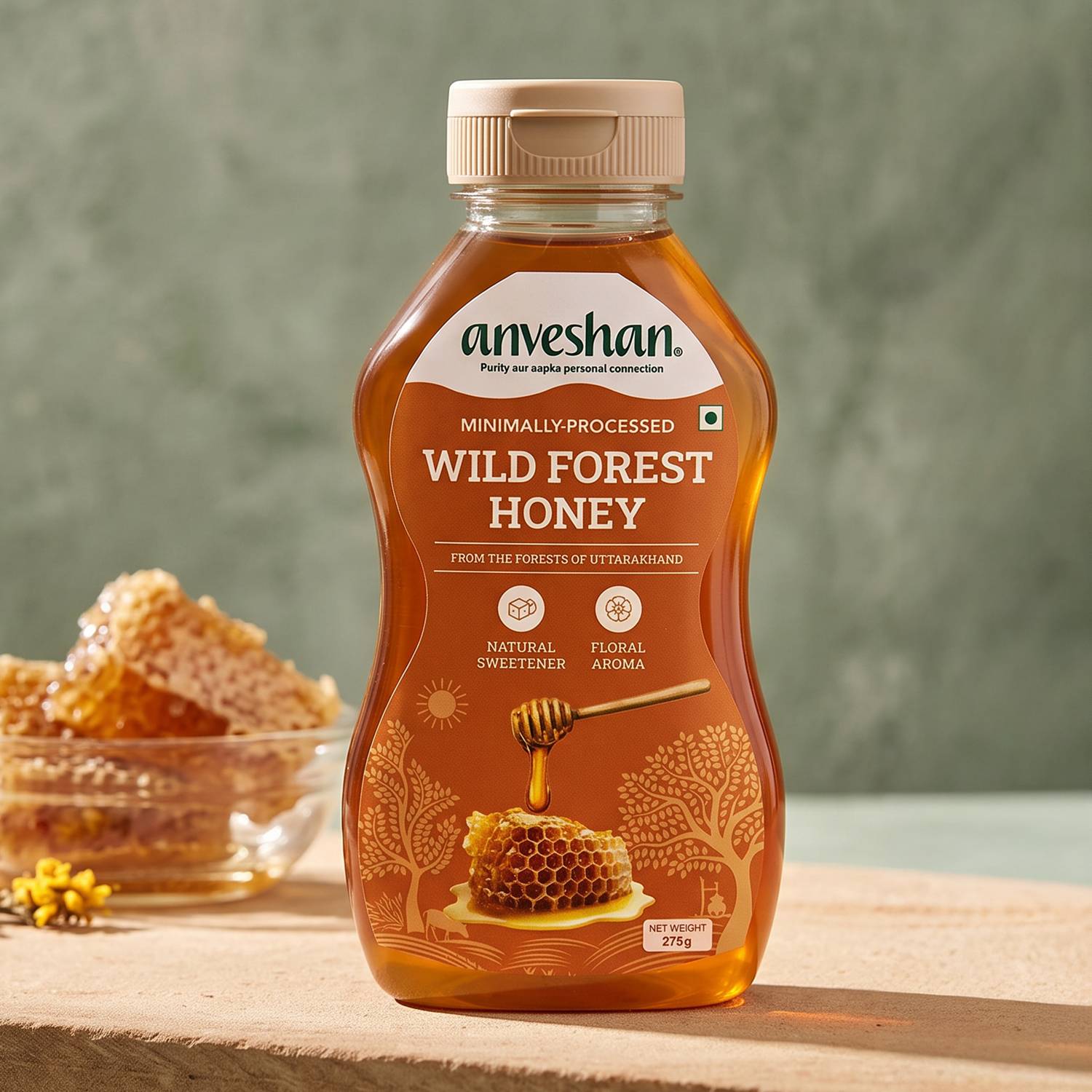 Anveshan Wild Forest Honey - 275g |Pure & Natural|Unprocessed Honey|Good for Heart Health