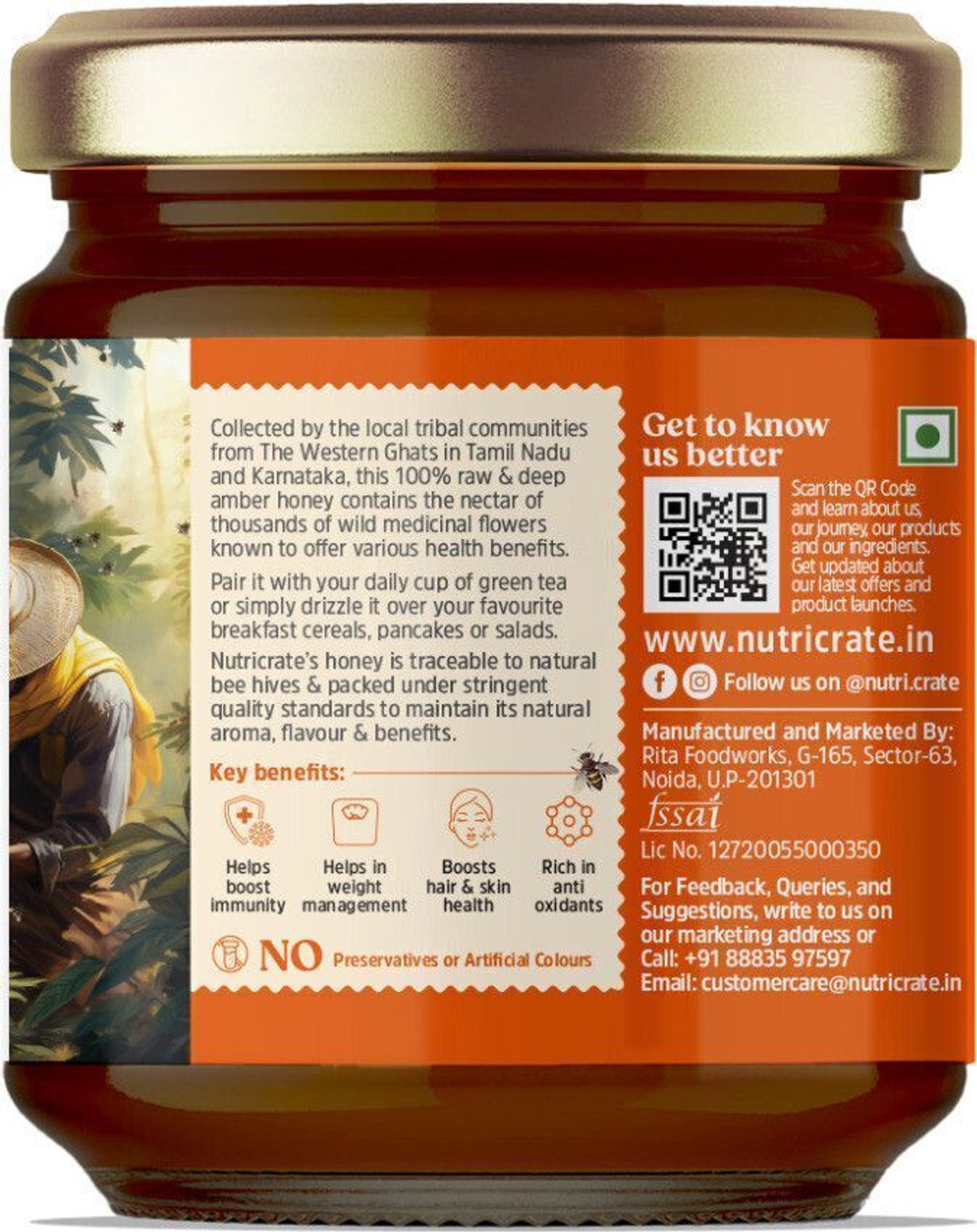Image of Nutricrate Rare Small Stingless Bee Honey, 100% Pure, From Wild Beehives in Western Ghats