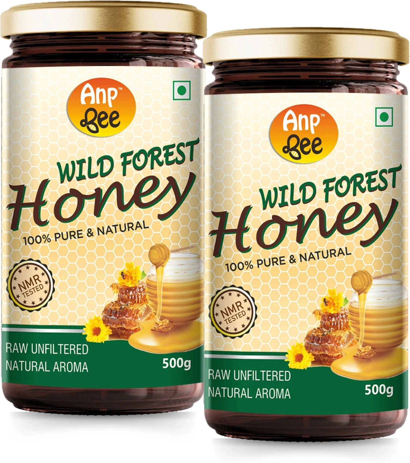 Image of ANP BEE Raw Unpasteurized Wild Forest Honey with Natural Aroma 500g (Pack of 2)