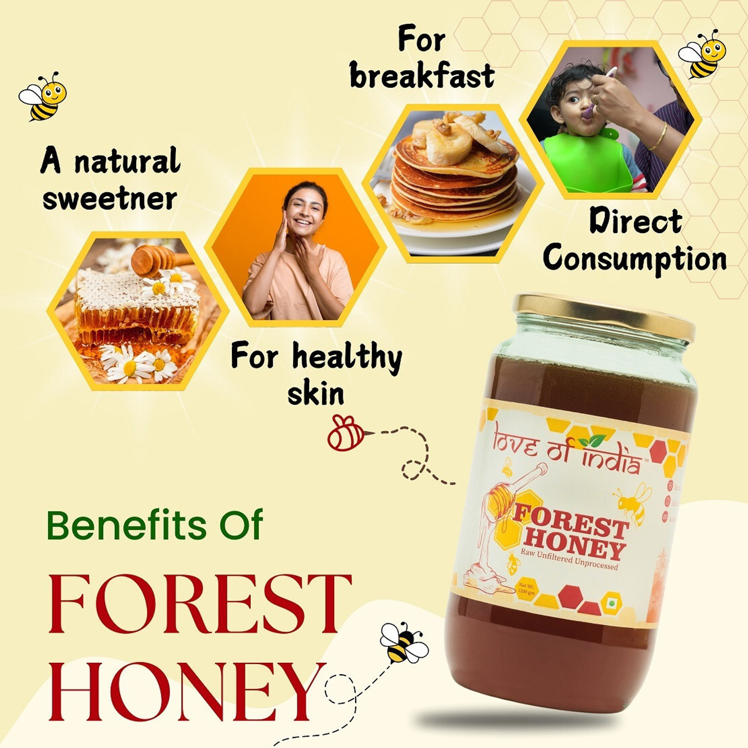 Image of Love Of India Forest Honey (Raw, Unfiltered, Unprocessed & Non-Pasteurised)