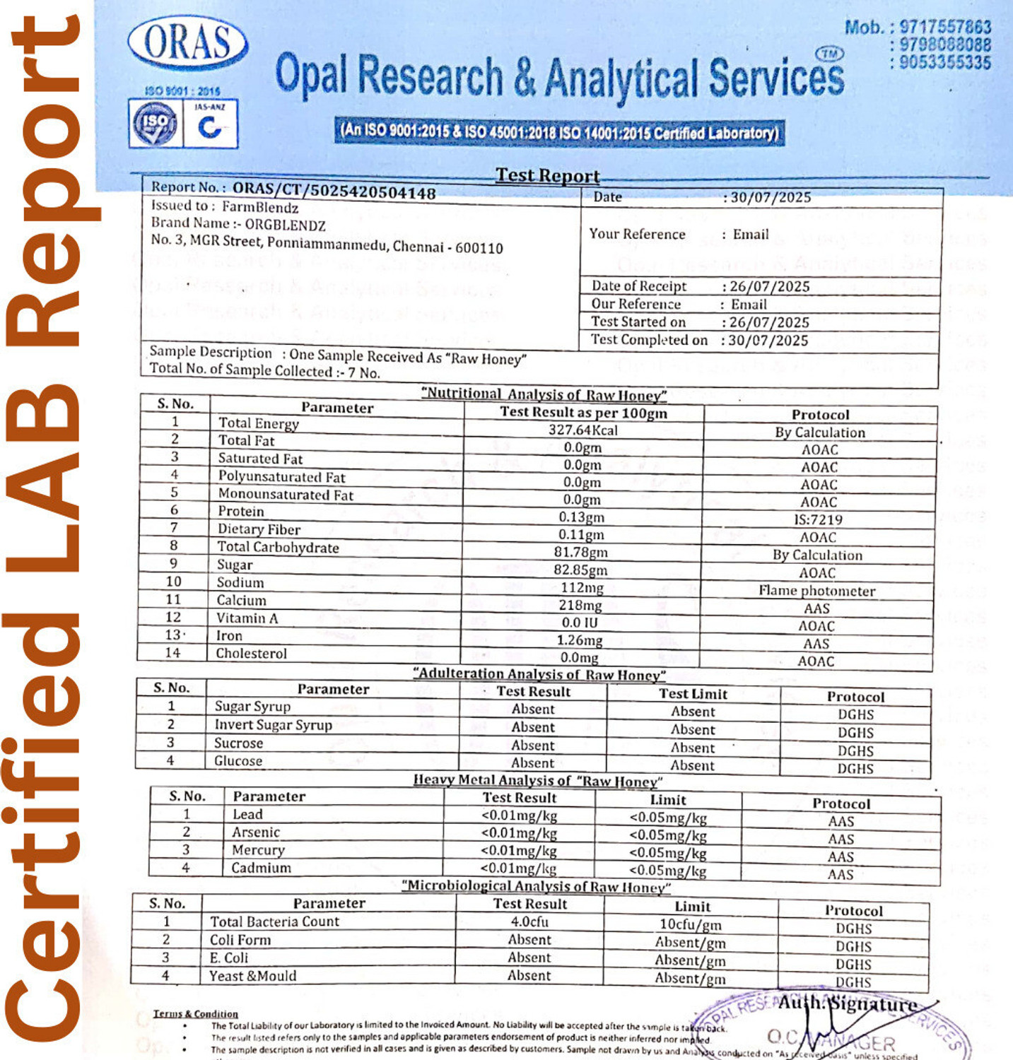Image of ORGBLENDZ Raw Organic Multiflora Honey