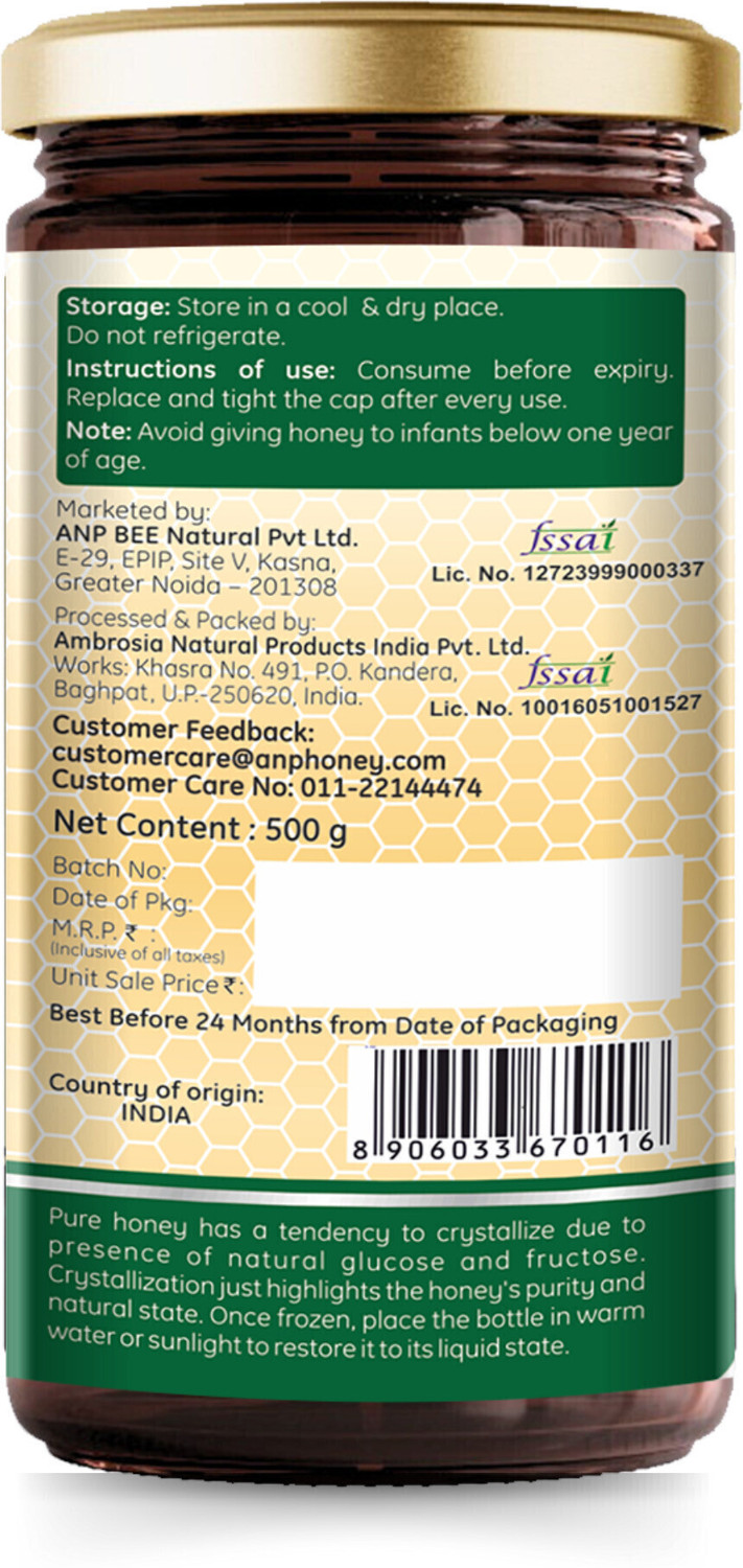 Image of ANP BEE Raw Unpasteurized Wild Forest Honey with Natural Aroma 500g I NMR Tested