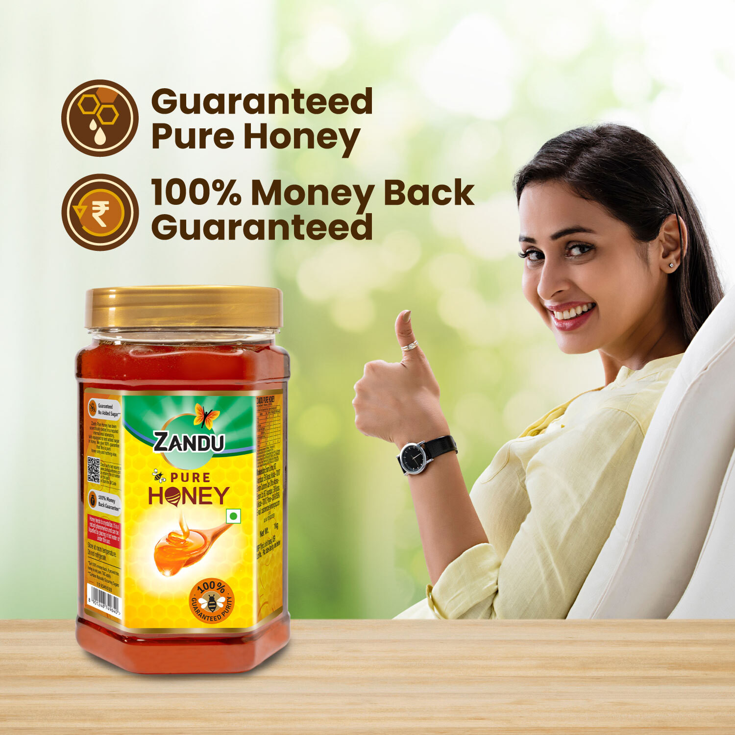 Image of ZANDU Pure Honey, 100% Purity, No Added Sugar