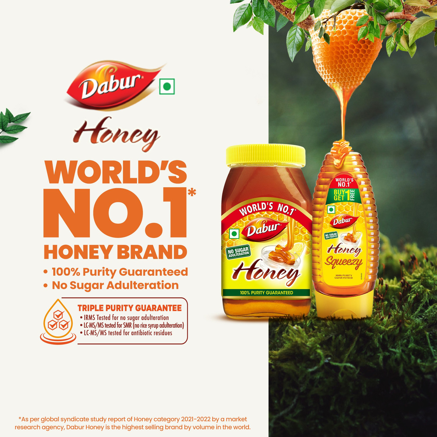 Image of Dabur 100% Pure World's No.1 Honey Brand with No Sugar Adulteration
