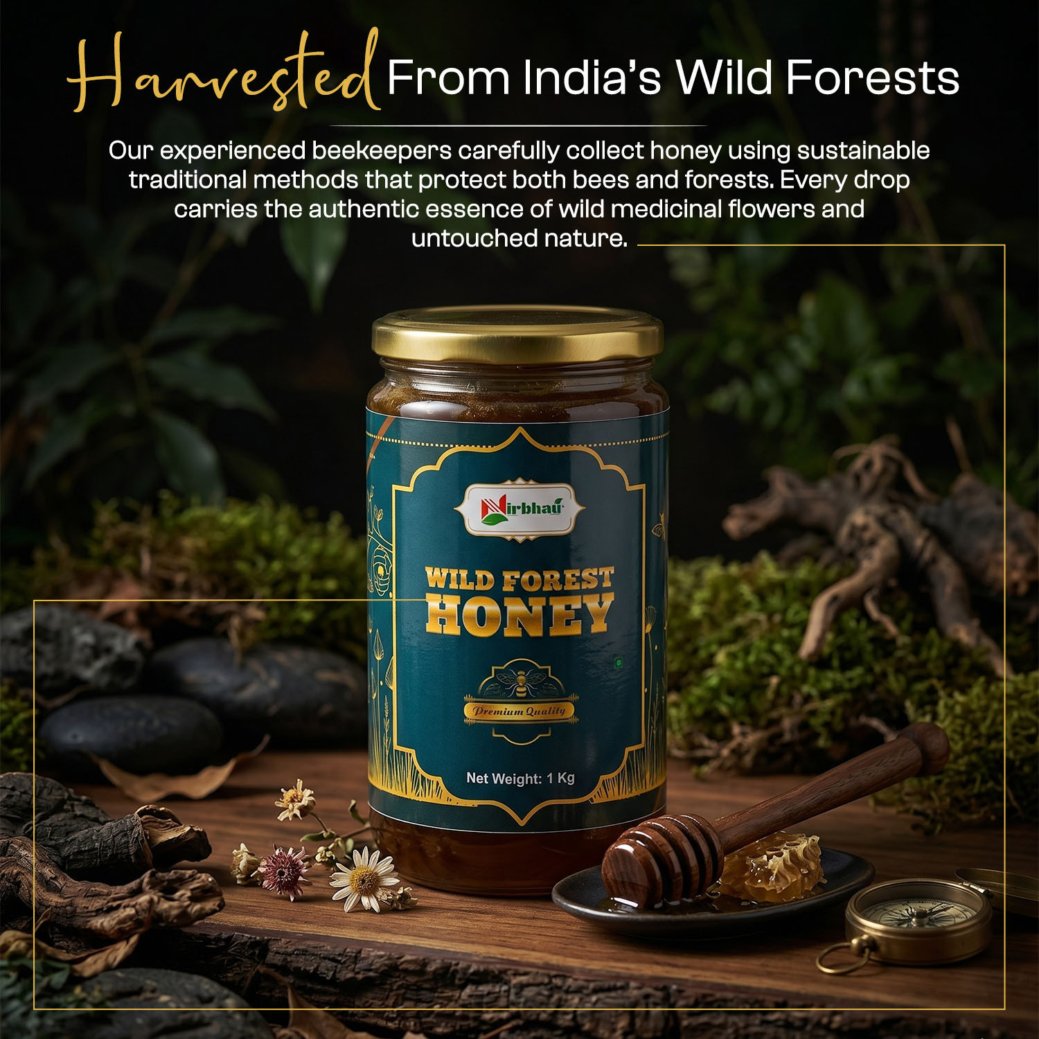 Image of nirbhau Wild Forest Honey, Rich in Antioxidants | Daily Wellness and Immunity Support