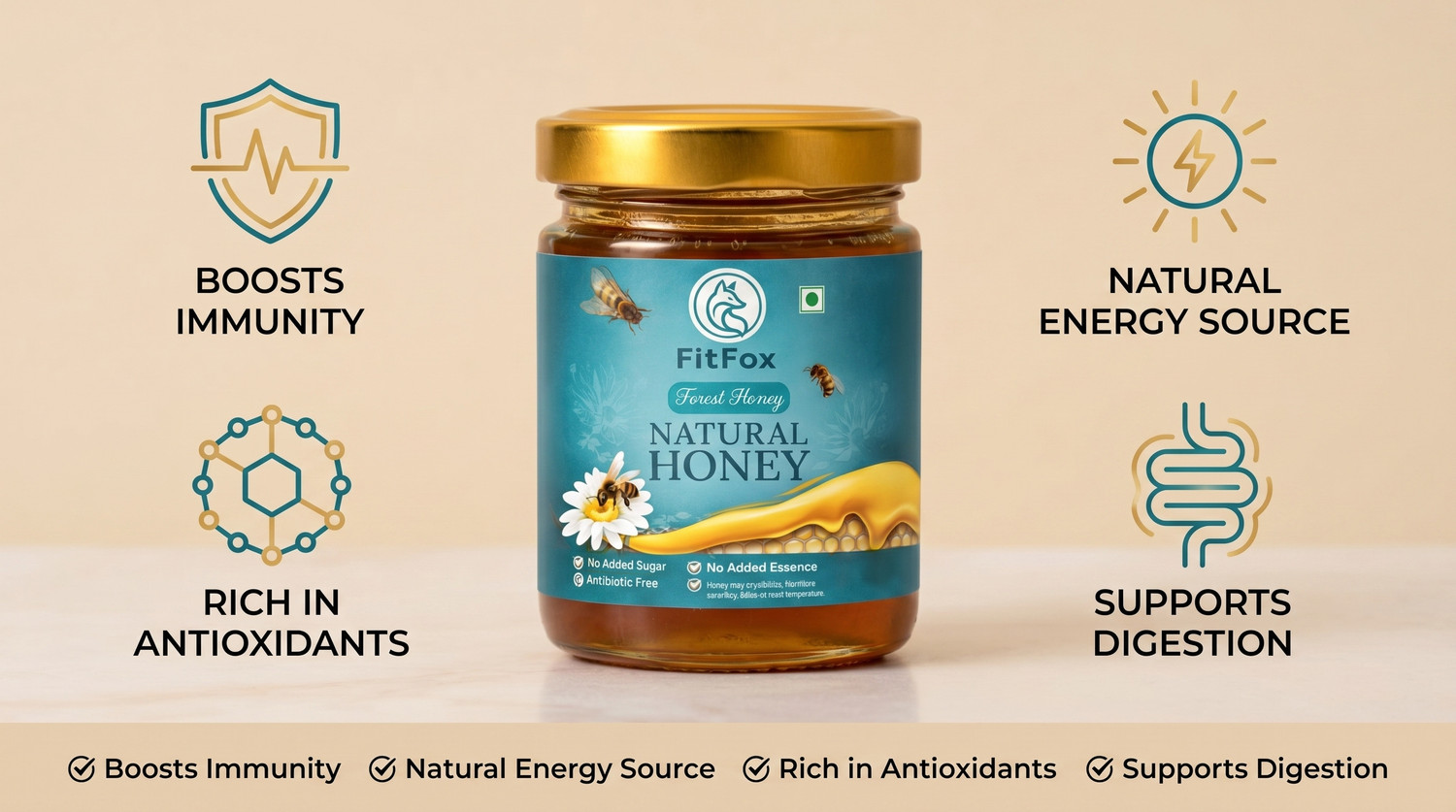 Image of fitfox Forest Honey | Natural Honey | Pure & Unprocessed Honey