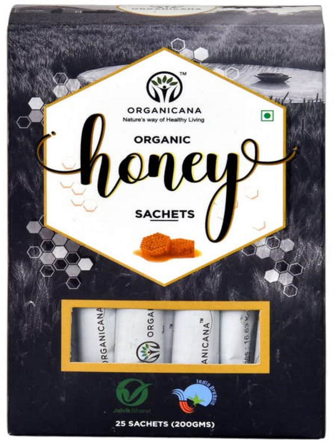 Image of Organicana Honey Raw Sachet Pack of 25Pcs (1 Box)