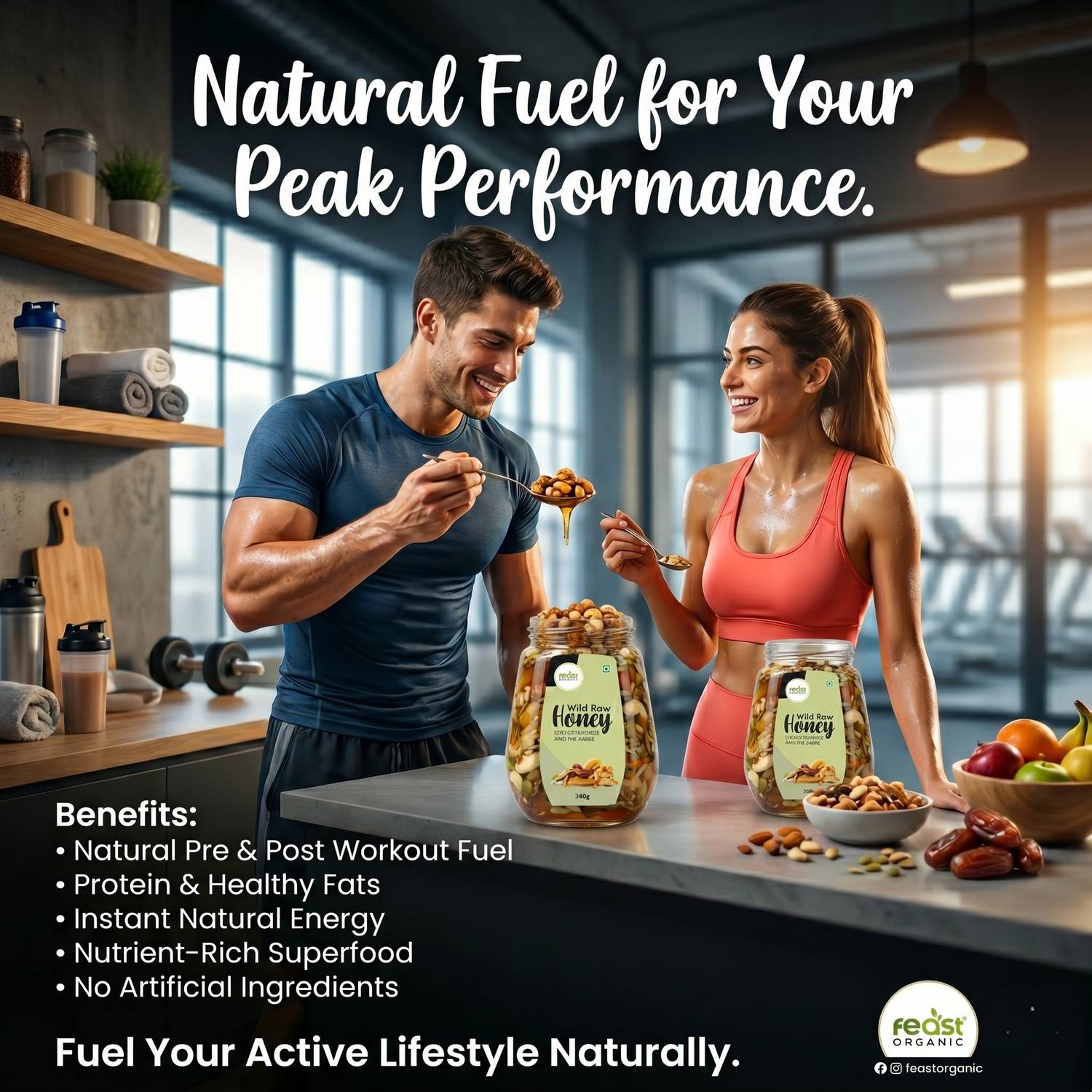 Feast Organic Wild Raw Honey with Dry Fruits Combo - Image 4