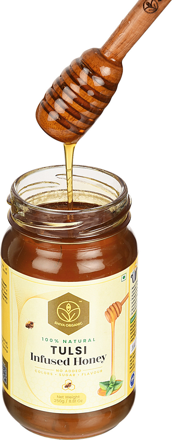 Image of Shiva Organic Tulsi Infused Honey - 100% Natural and Pure Organic Honey,