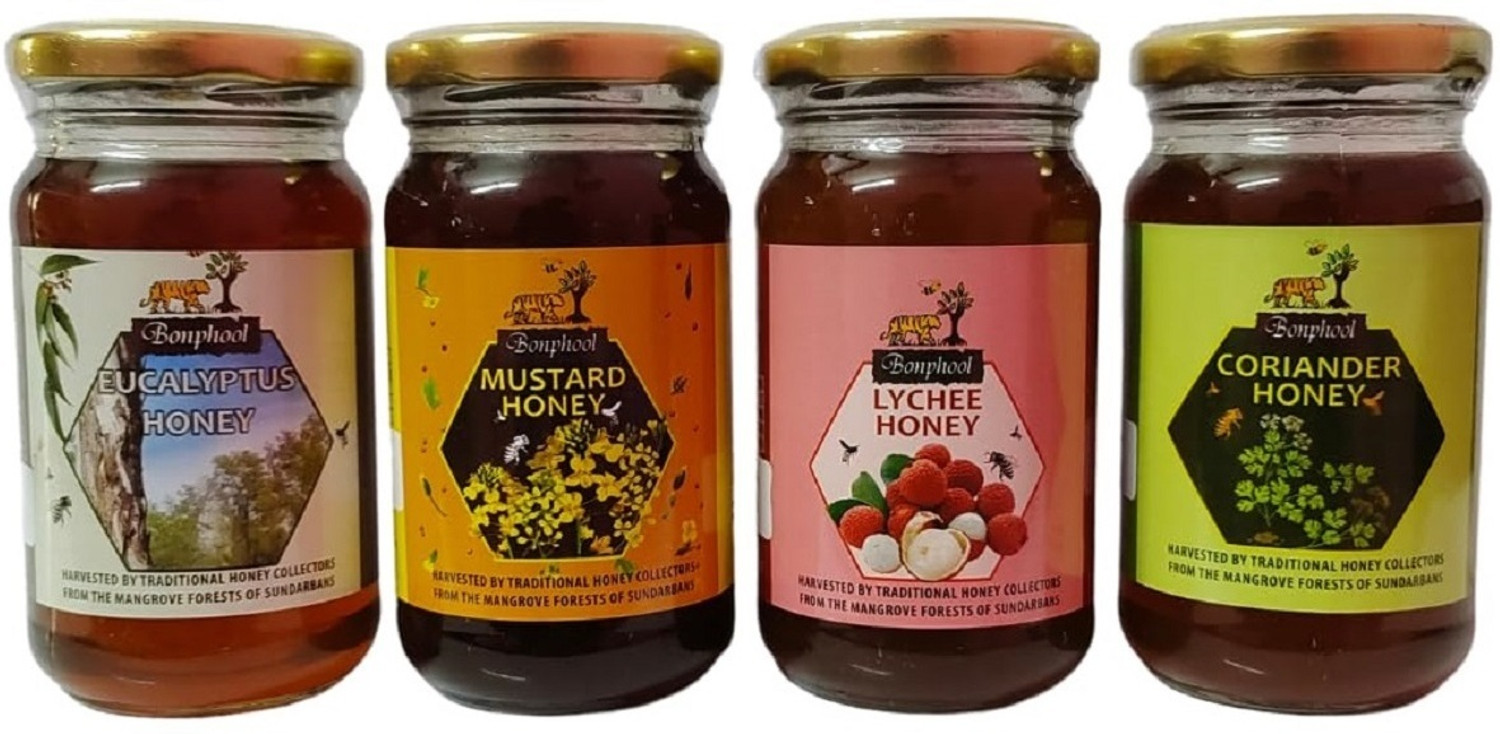 Image of Bonphool Lychee Honey, Mustard Honey, Eucalyptus Honey & Coriander Honey(250Gram)