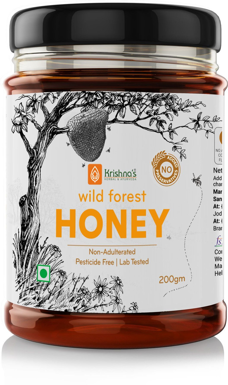 Image of Krishna's Herbal & Ayurveda Pure Wild Forest Honey No Additives or Preservatives, Highly Nutritious