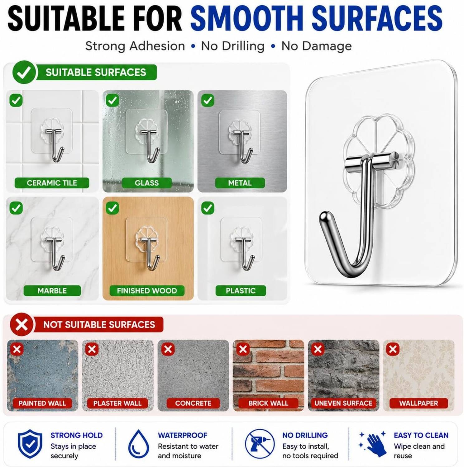 Deskart Strong Adhesive Wall Door Hook 25 - Image 3