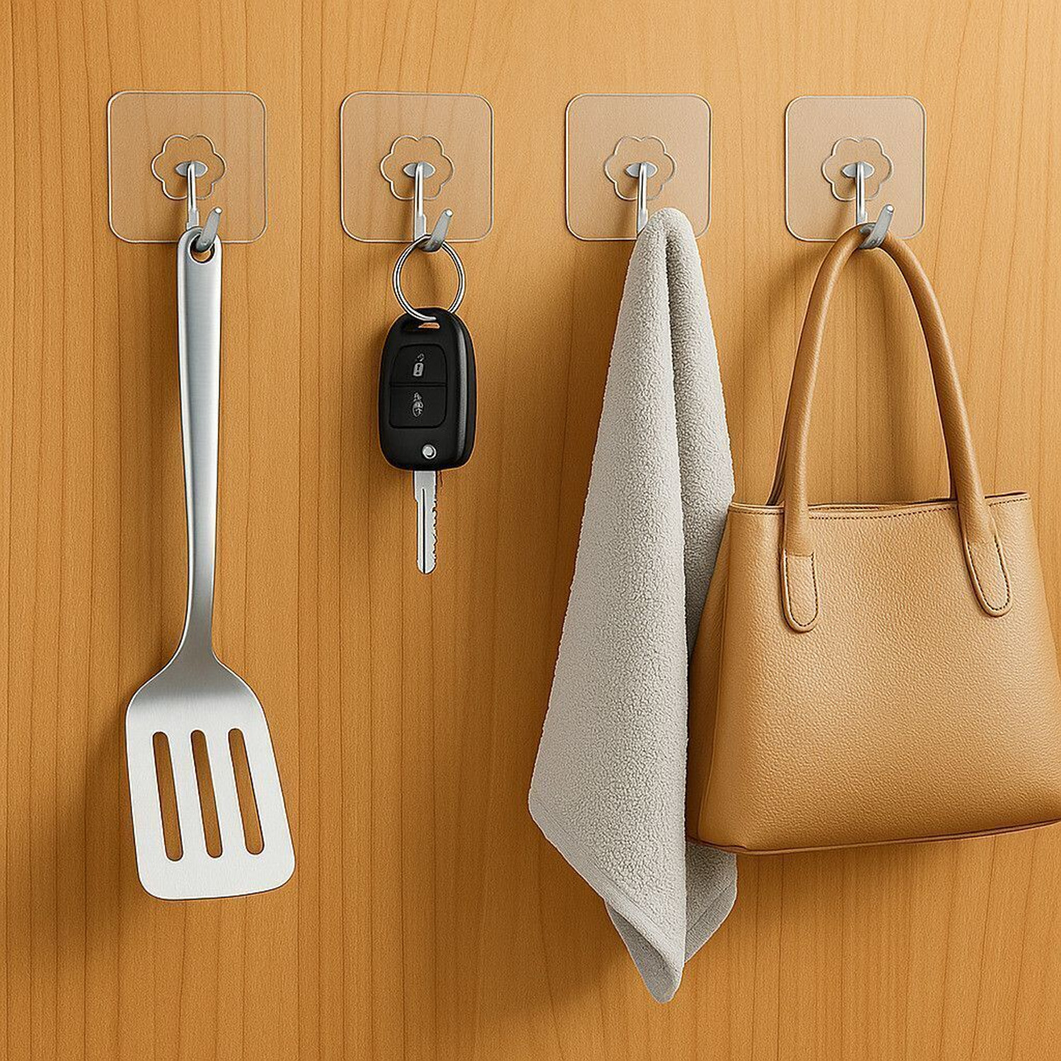 Image of XBEY Durable Transparent Adhesive Wall Hooks - 15 Pack Hook 15