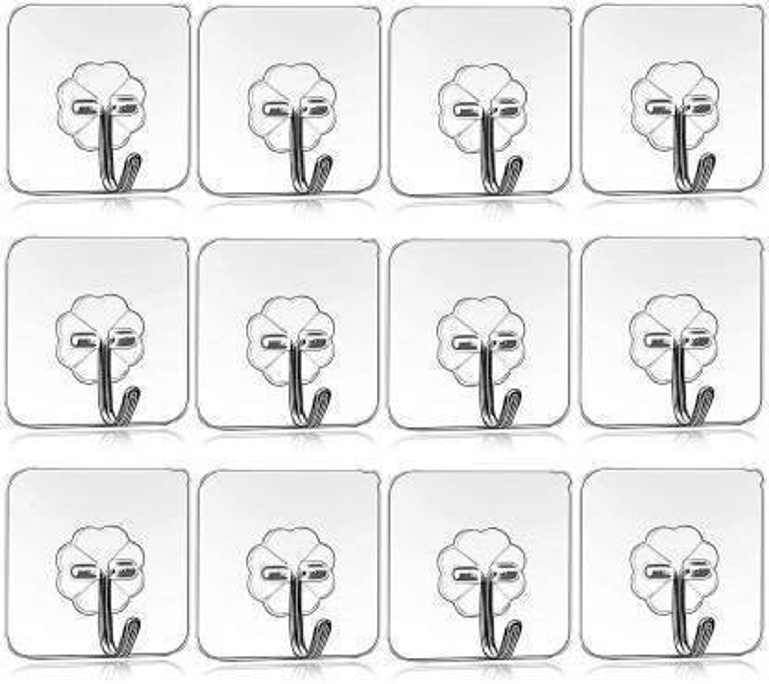 Image of Kala Nagari Pack of 12 New ABS Hook Towel Hanger for Kitchen /Bathroom /Utensil PINX12.253 Transparent Towel Holder