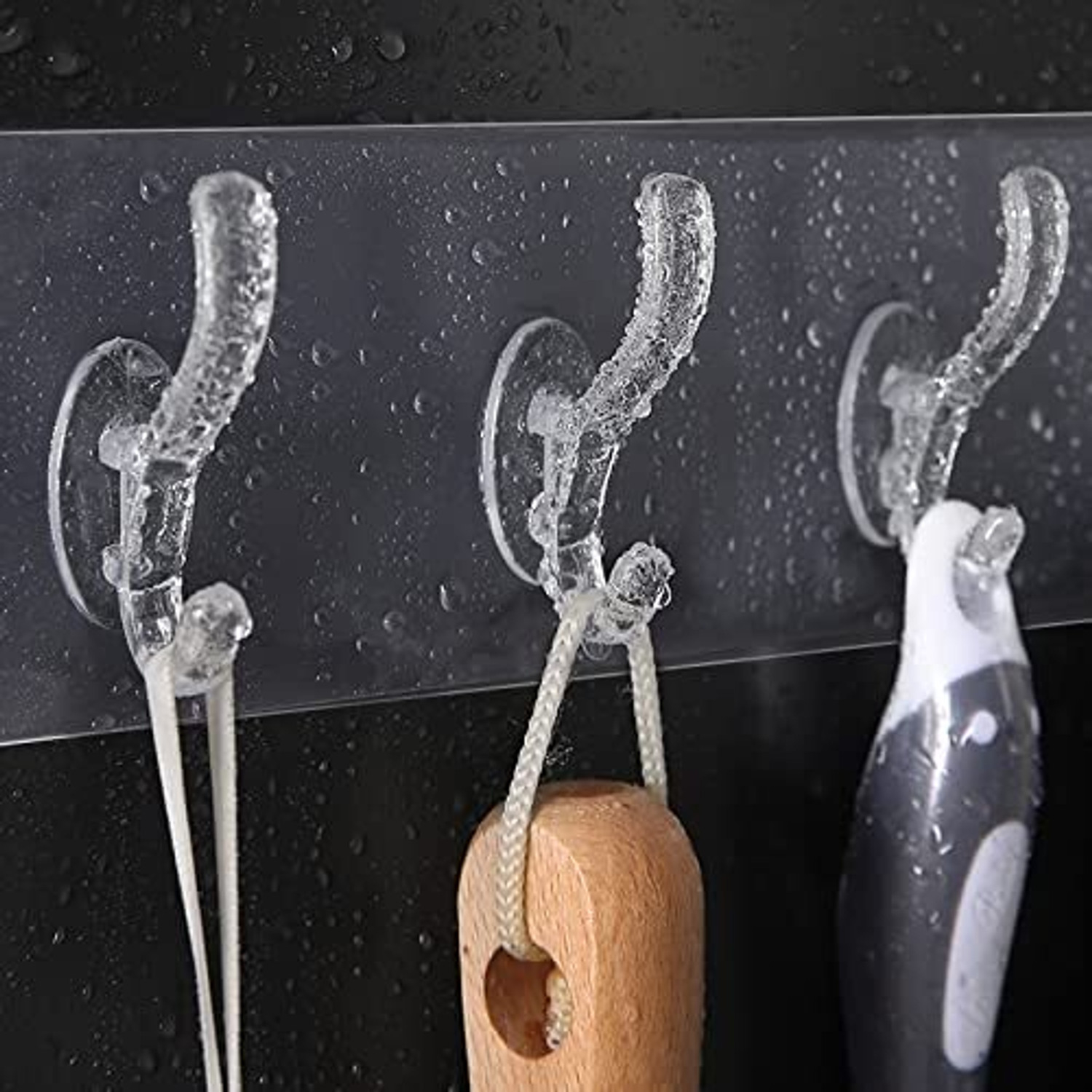 Image of XBEY 6 in 1 Heavy-Duty Hooks | Drill Sticker Hanger | Kitchen Bathroom Hook Rail 1