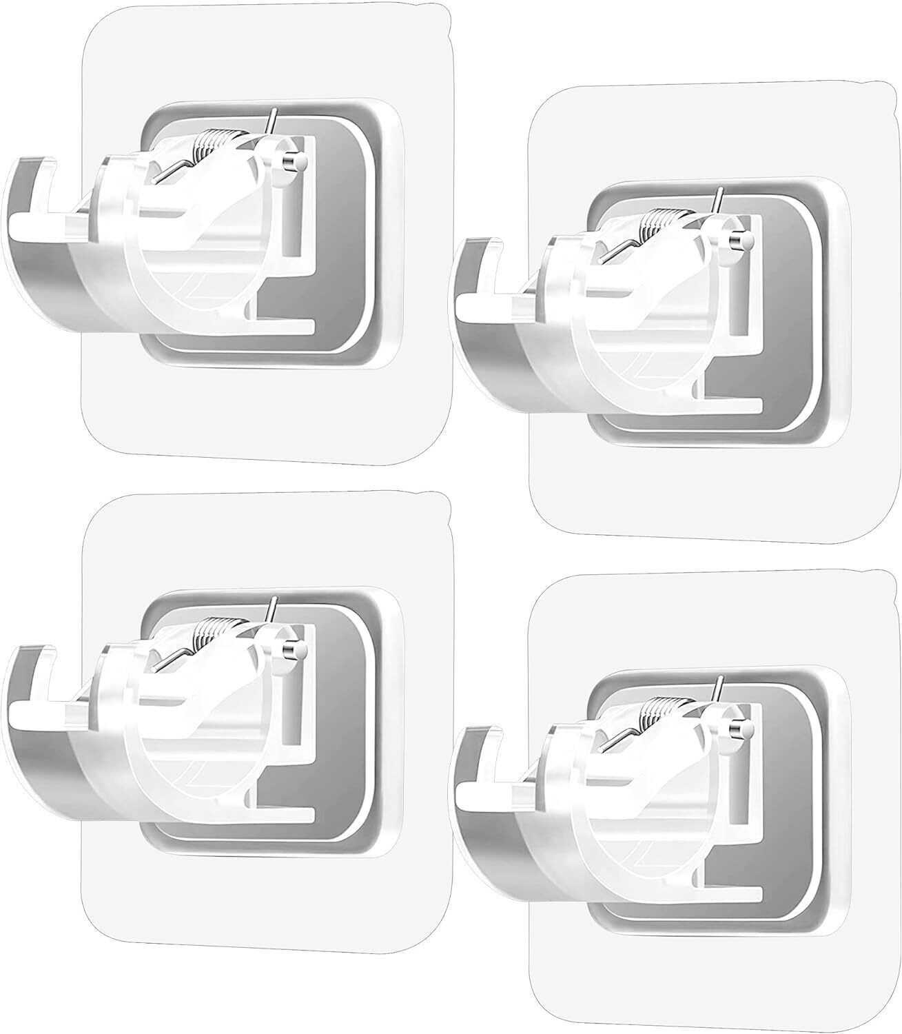 Image of ZUCUR Curtain Rod Bracket No Drilling Curtain Rod Holder Self Adhesive Hook 4 Hook 4