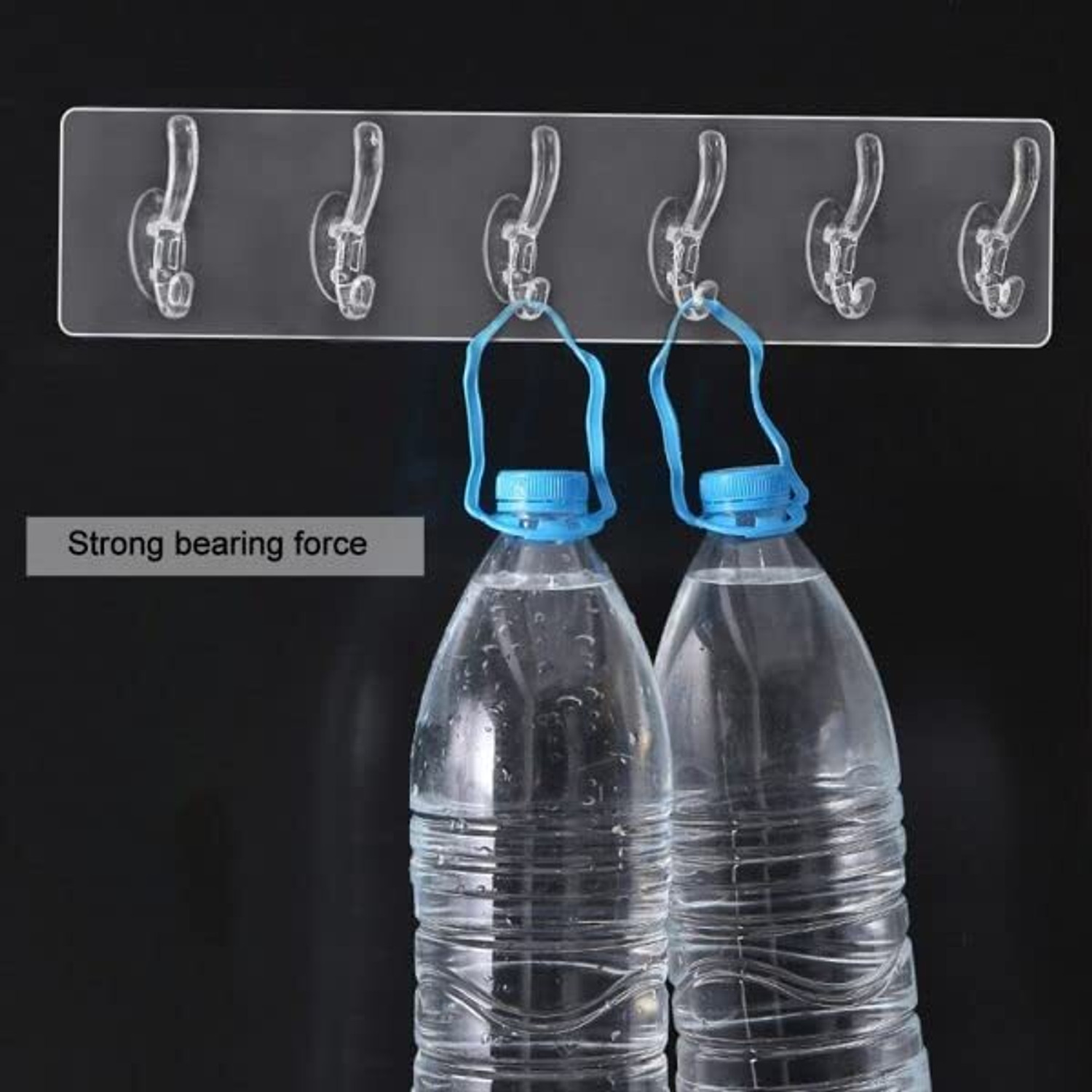 Image of XBEY 6 in 1 Heavy-Duty Hooks | Drill Sticker Hanger | Kitchen Bathroom Hook Rail 1