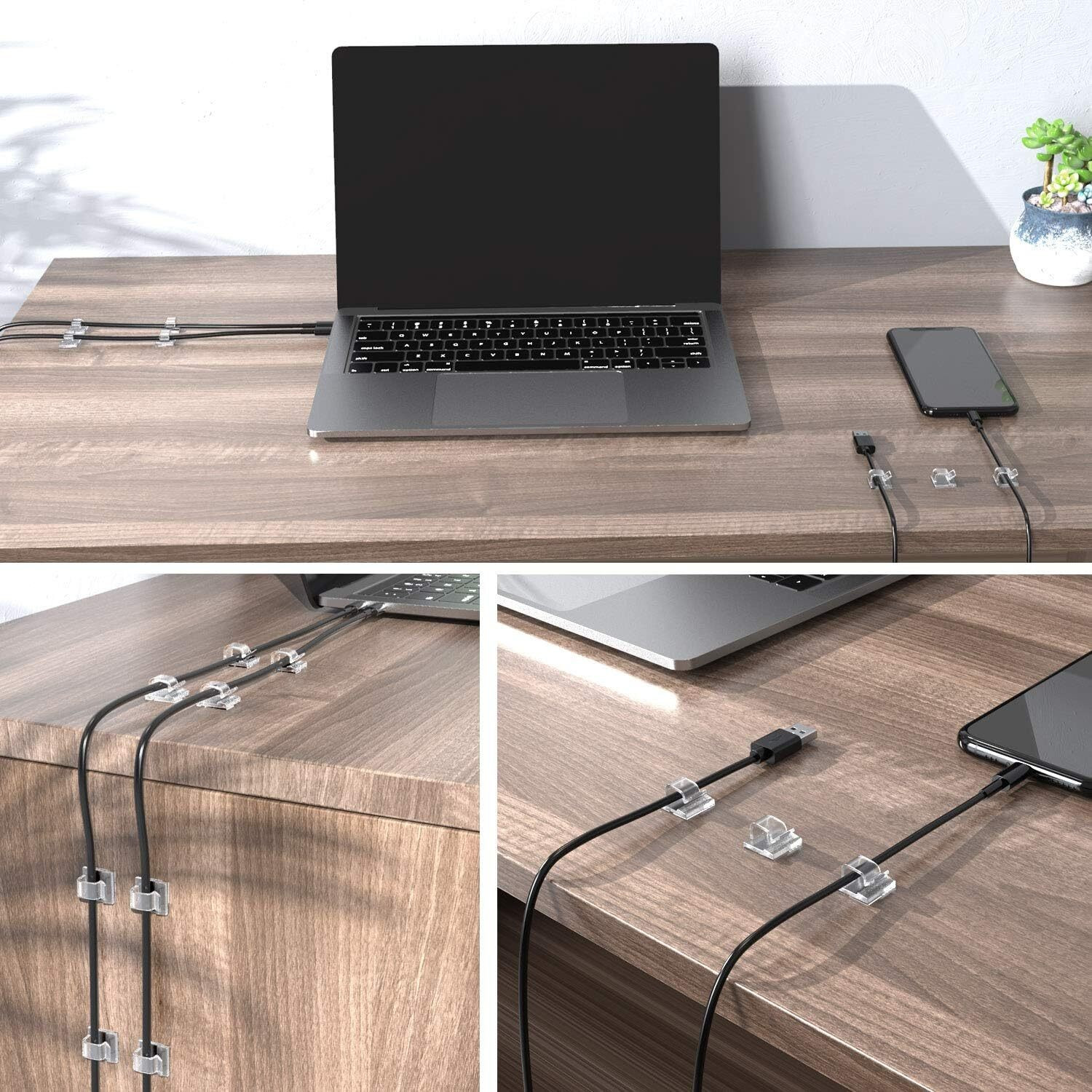 Image of INVOSS 40pcs Cable Clips with Strong Self-Adhesive, Small Wire TV PC Holder Hook Hook 1 (Pack of 40)