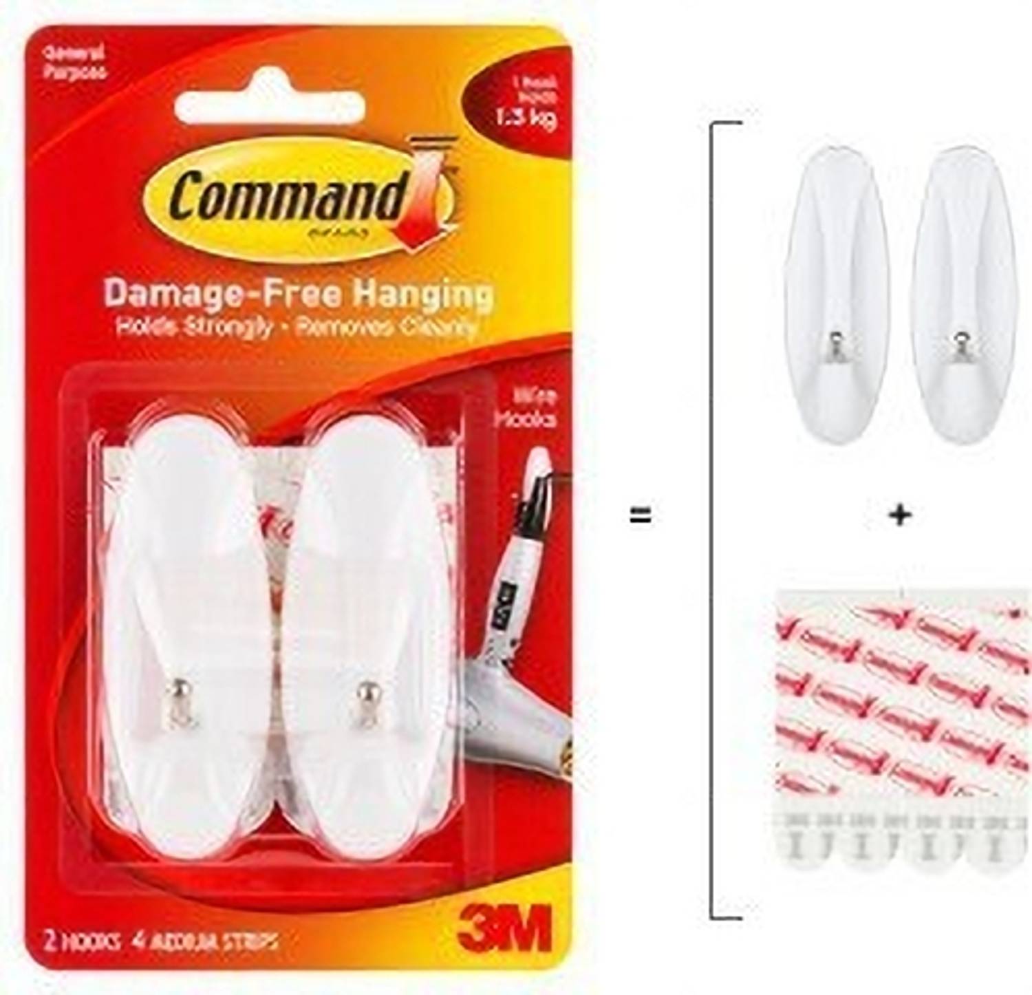 Command Command™ Medium Wire Hooks , 2hook, 4 strips Hook 2 Pack of 1 Rs.53 @ Flipkart