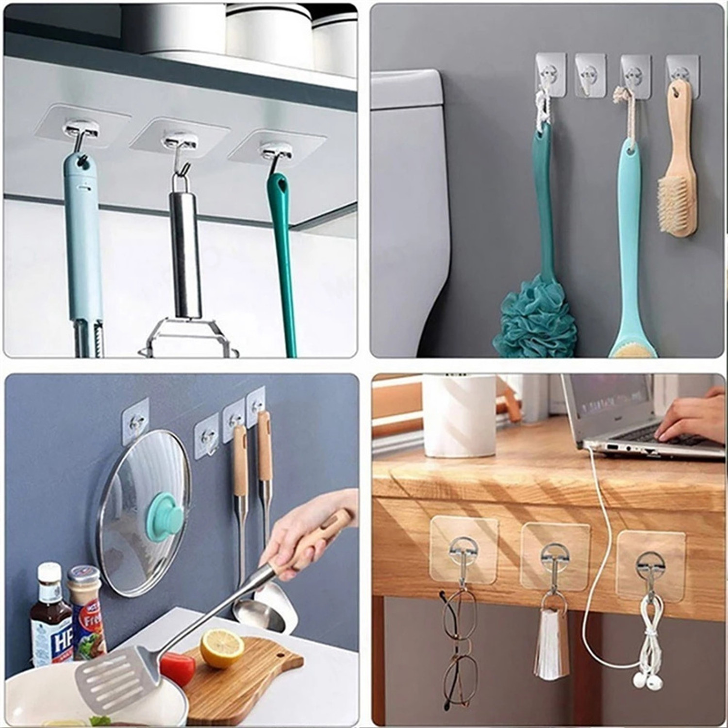 Image of Prievado 20Pcs Adhesive Wall Hooks Quick Mount for Home Office Bathroom command hook Hook 1 (Pack of 20)