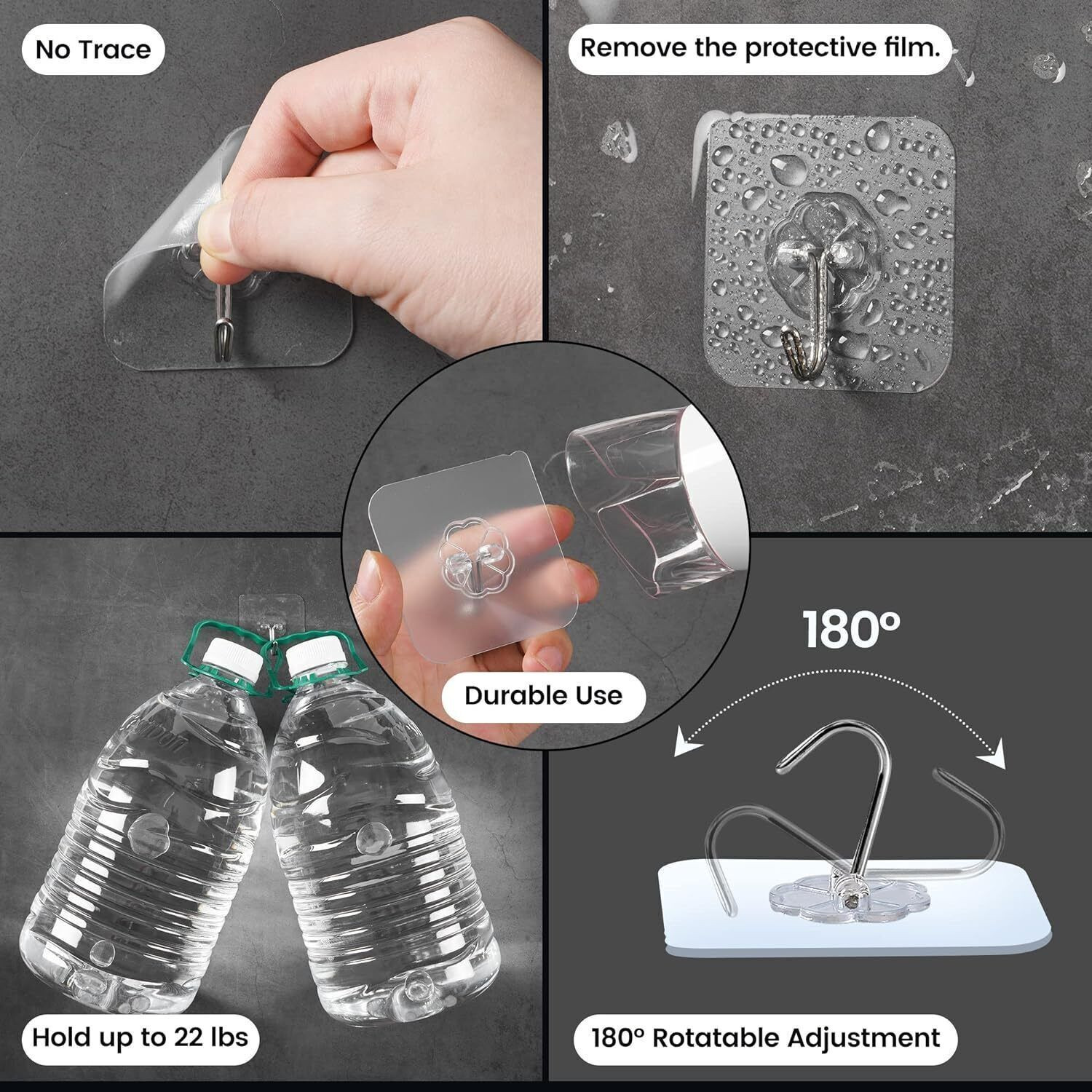 Image of SSUCA Strong Adhesive Sticker Hanging Hook Wall Cloth Hanger Kitchen Bathroom Sticky Hook 10