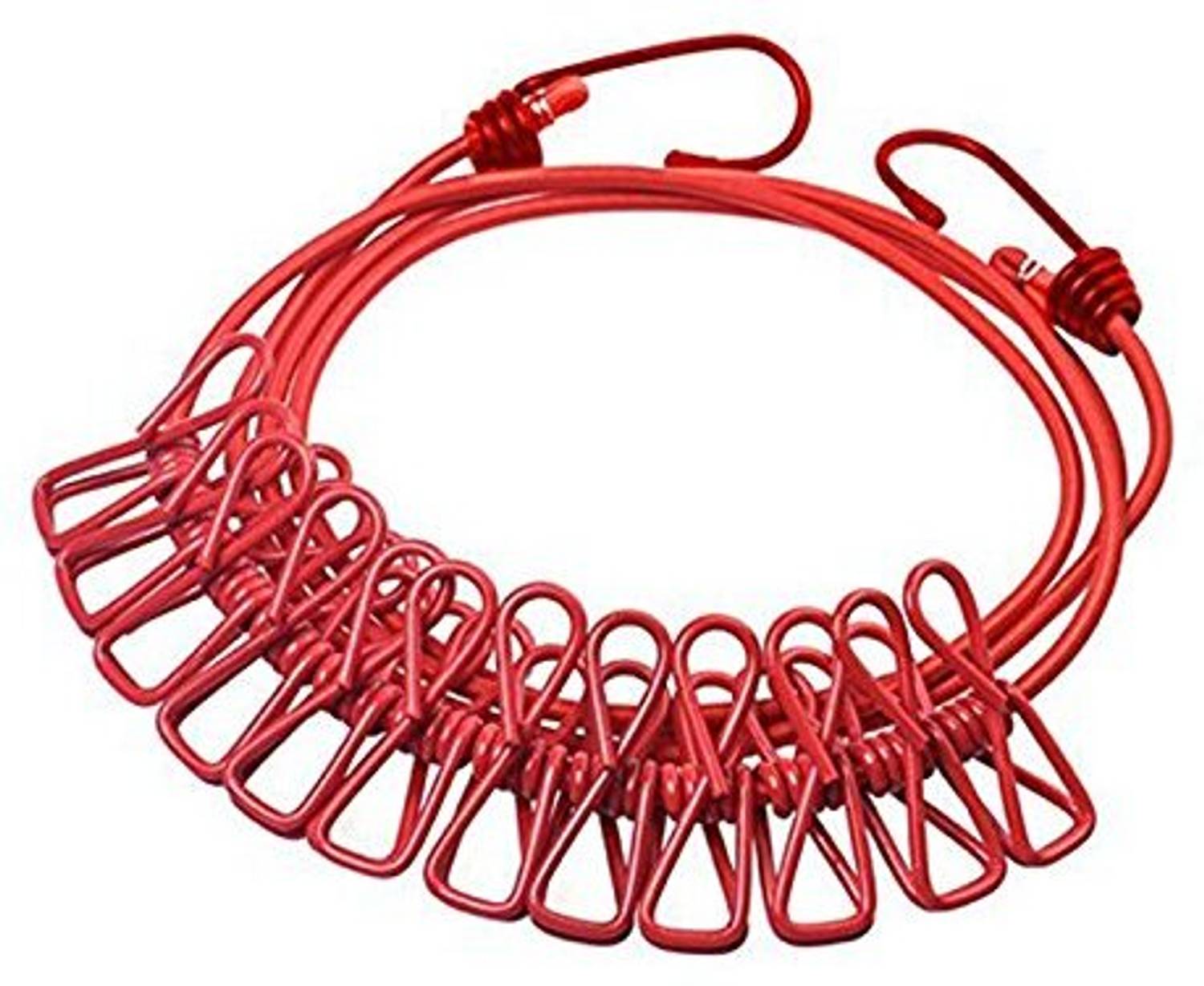 ABEEBHA 1 Pc Portable Travel Elastic Clothesline Rope with 12 Clips Hook 1