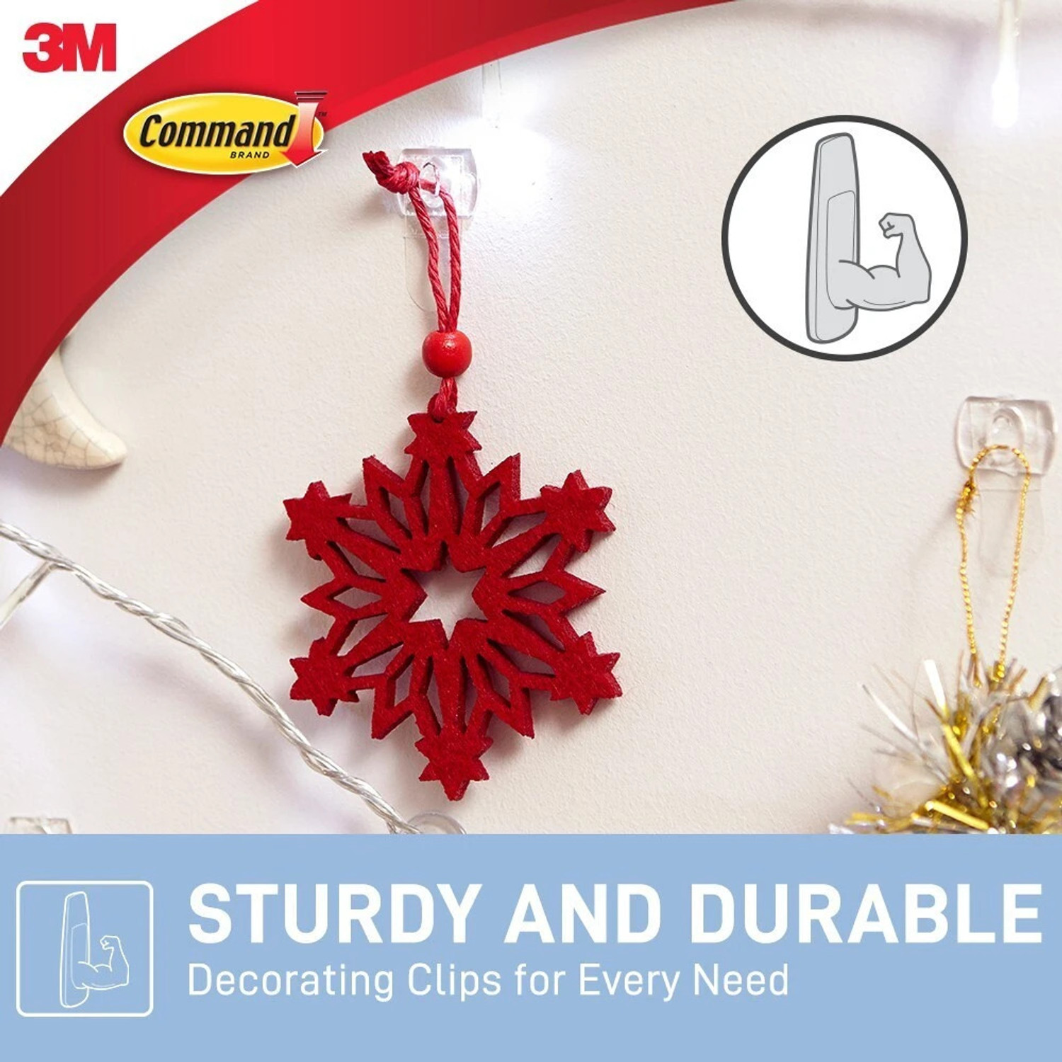 Image of Command 3M Plastic Clear Decorating & Organizing Wall Hooks, 24 Strips Hook 20