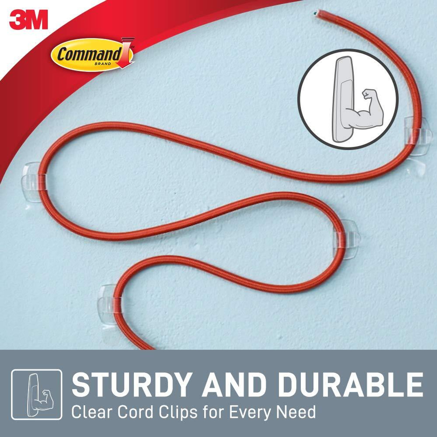 Image of Command 3M Round Clear Cord Plastic Clips, Holds Strongly, 5 strips Hook 4