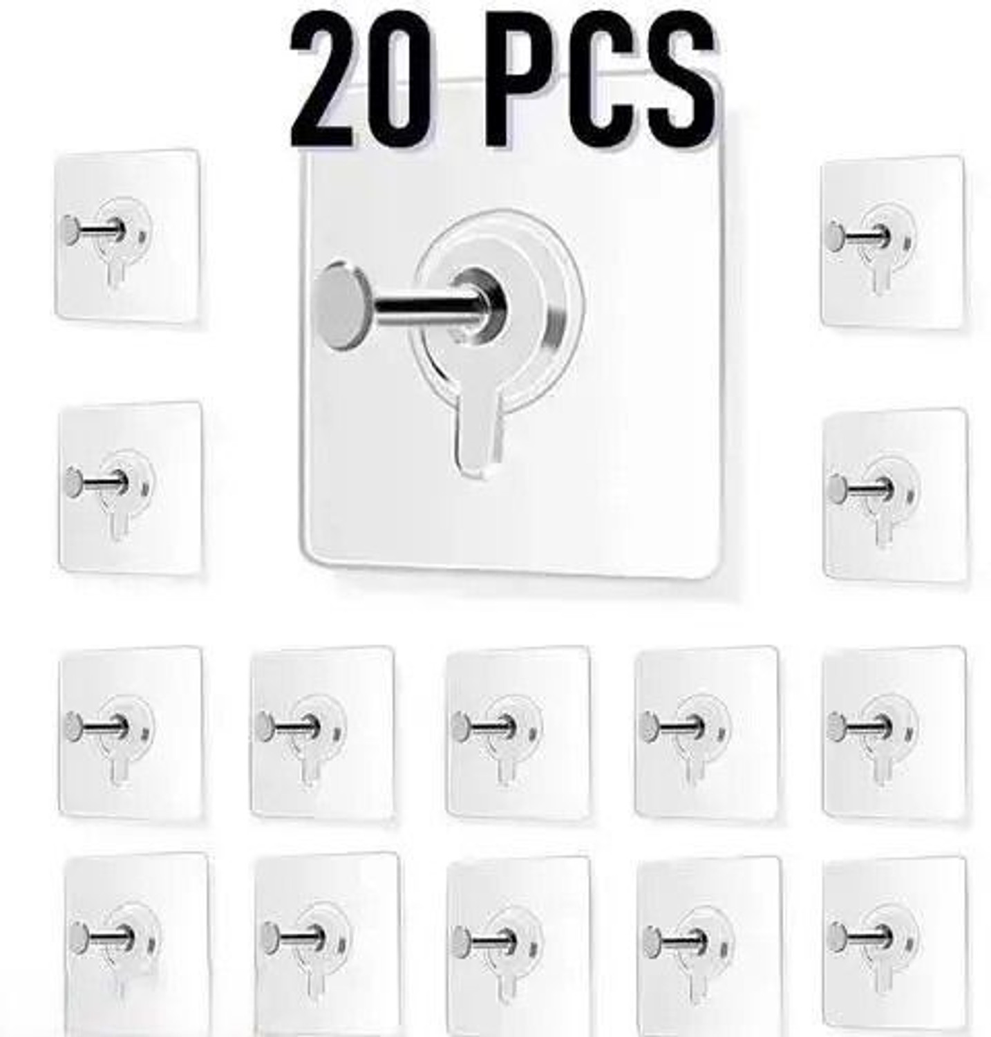 Image of KHODALEWAY Self Adhesive 6mm Nail Hook for hanging Photo Frame, Wall Clock, Transparent Hook 20