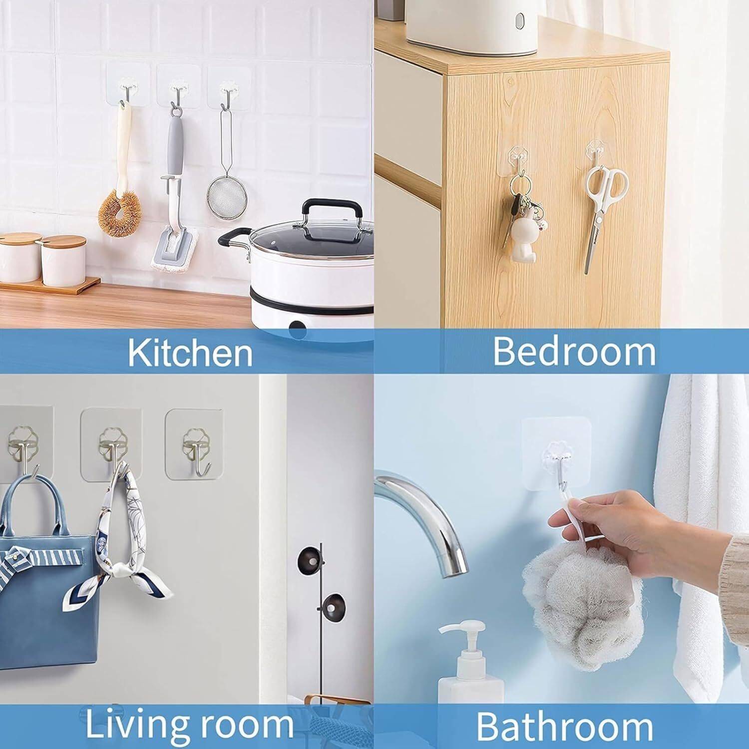 DEAGAN Adhesive Wall Hooks for Hanging Kitchen Household and Bath... more