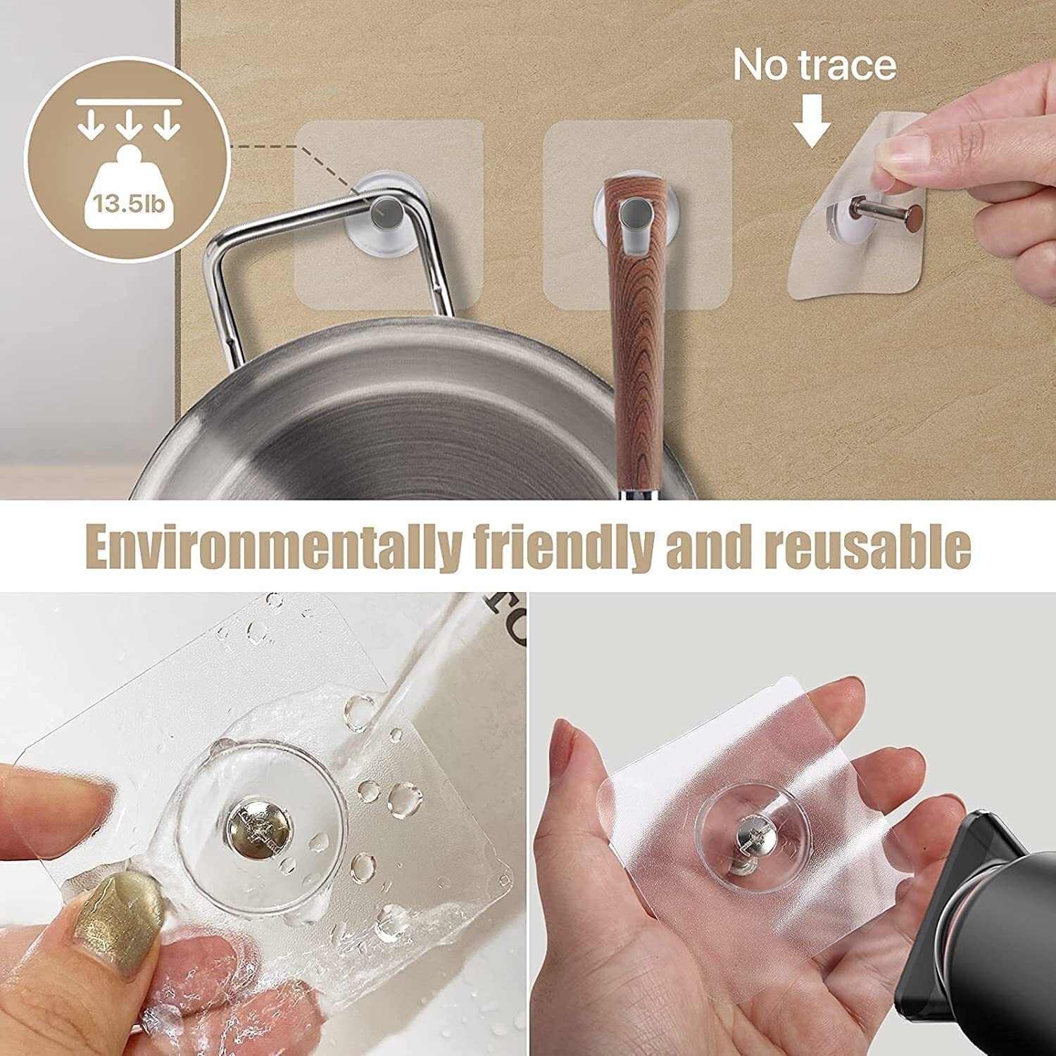 Image of MAXXIC LABORATORIES Strong Self Adhesive Wall Hooks for Kitchen & Bathroom | No Drilling Hook 10