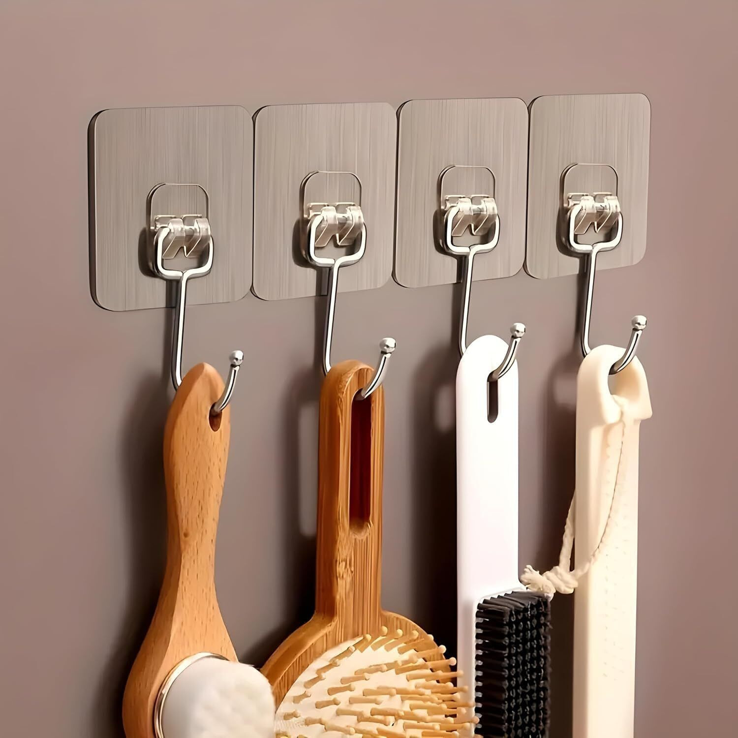 Image of KHODALEWAY Large Adhesive Wall Hooks, Heavy Duty Self Adhesive Hooks for Kitchens, Bathroom Hook 15 (Pack of 15)