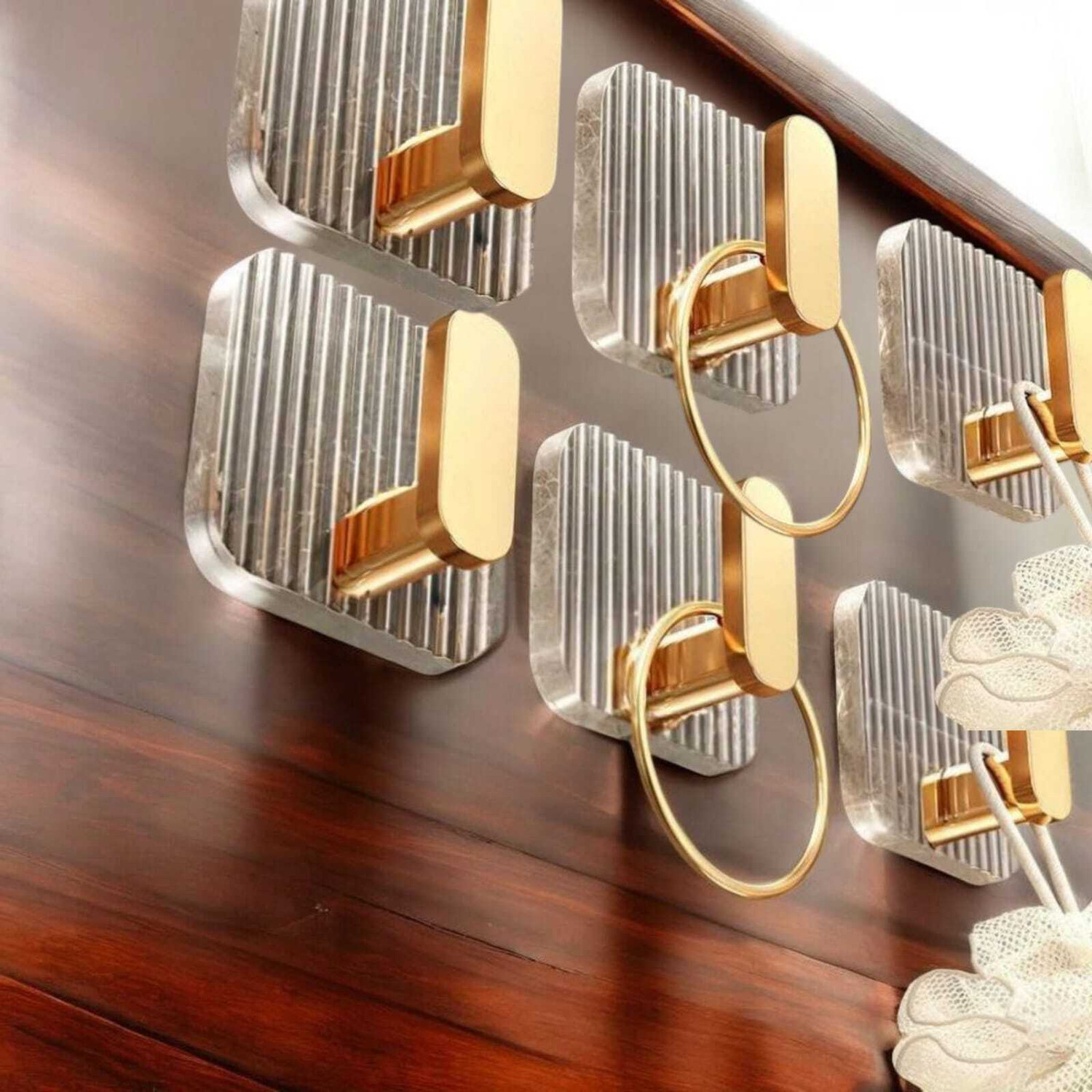 Image of XBEY Luxury Gold Decorative Wall Premium Style Adhesive Hook for Bathroom,Kitchen Hook 8
