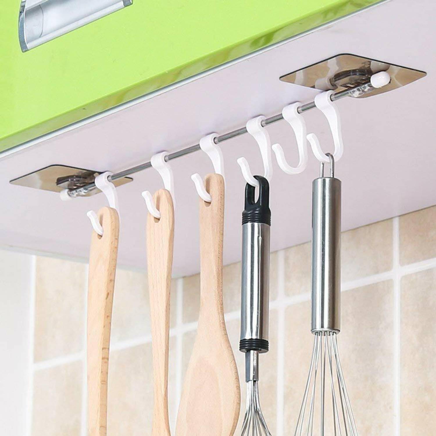 BLAPOXE Kitchen Bath Towel Hook Hanger Wall Hook Hanger 6 Hooks 40 x 7 cm Door Hanger