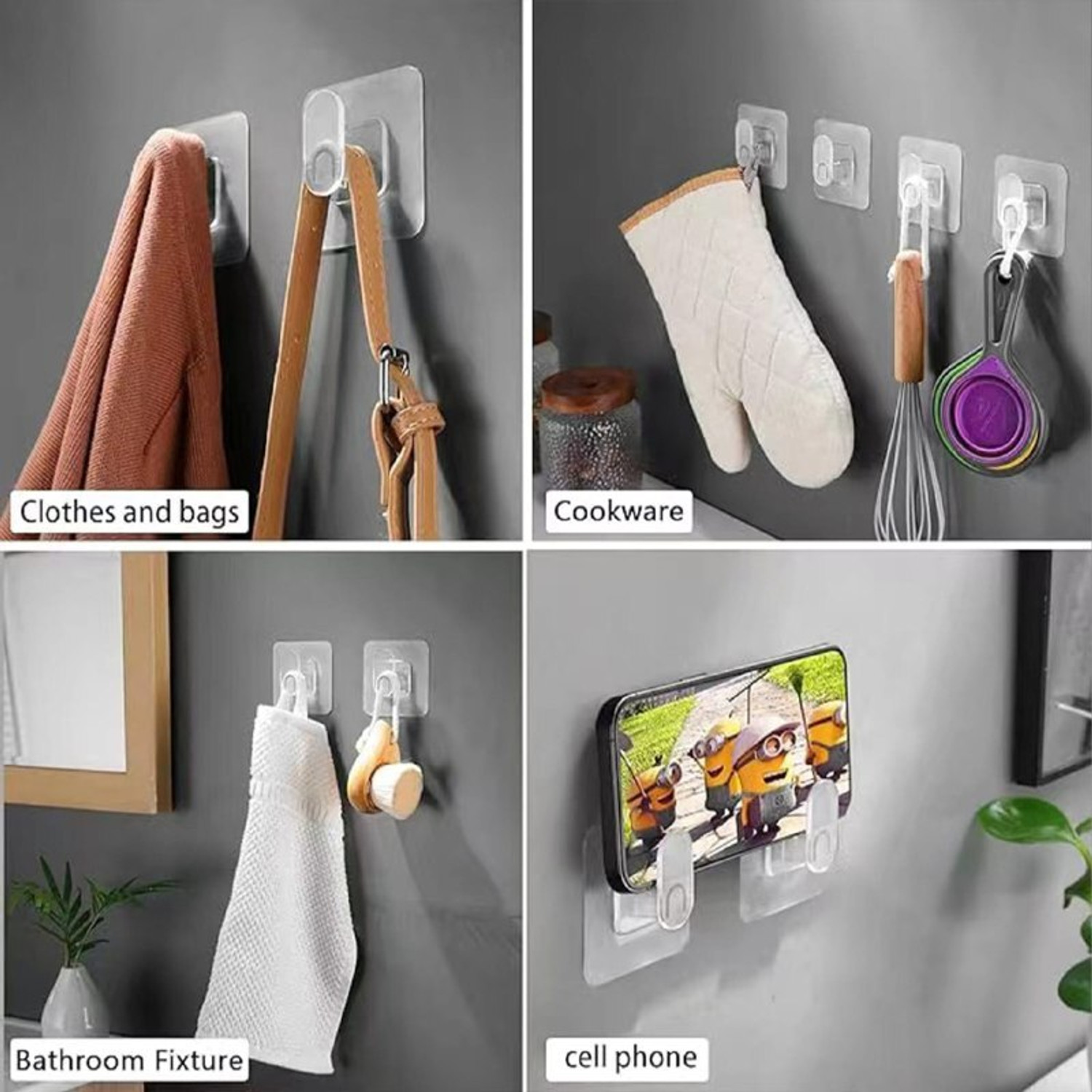 Image of QUEBLISS Wall Hooks Self Adhesive Photo Frames Hooks Clocks and More Heavy Duty Hook 8