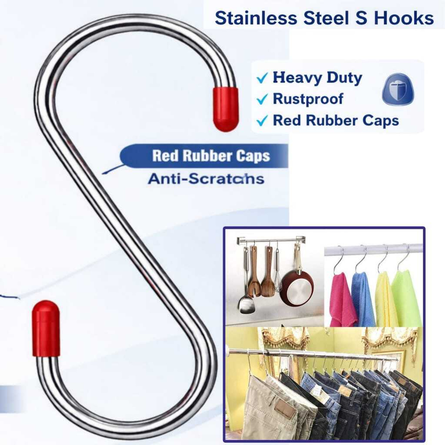 Image of GLOCY Multipurpose S Hook for Kitchen,Wardrobe,Work Shop,Bathroom,Garden,Office Hook 40
