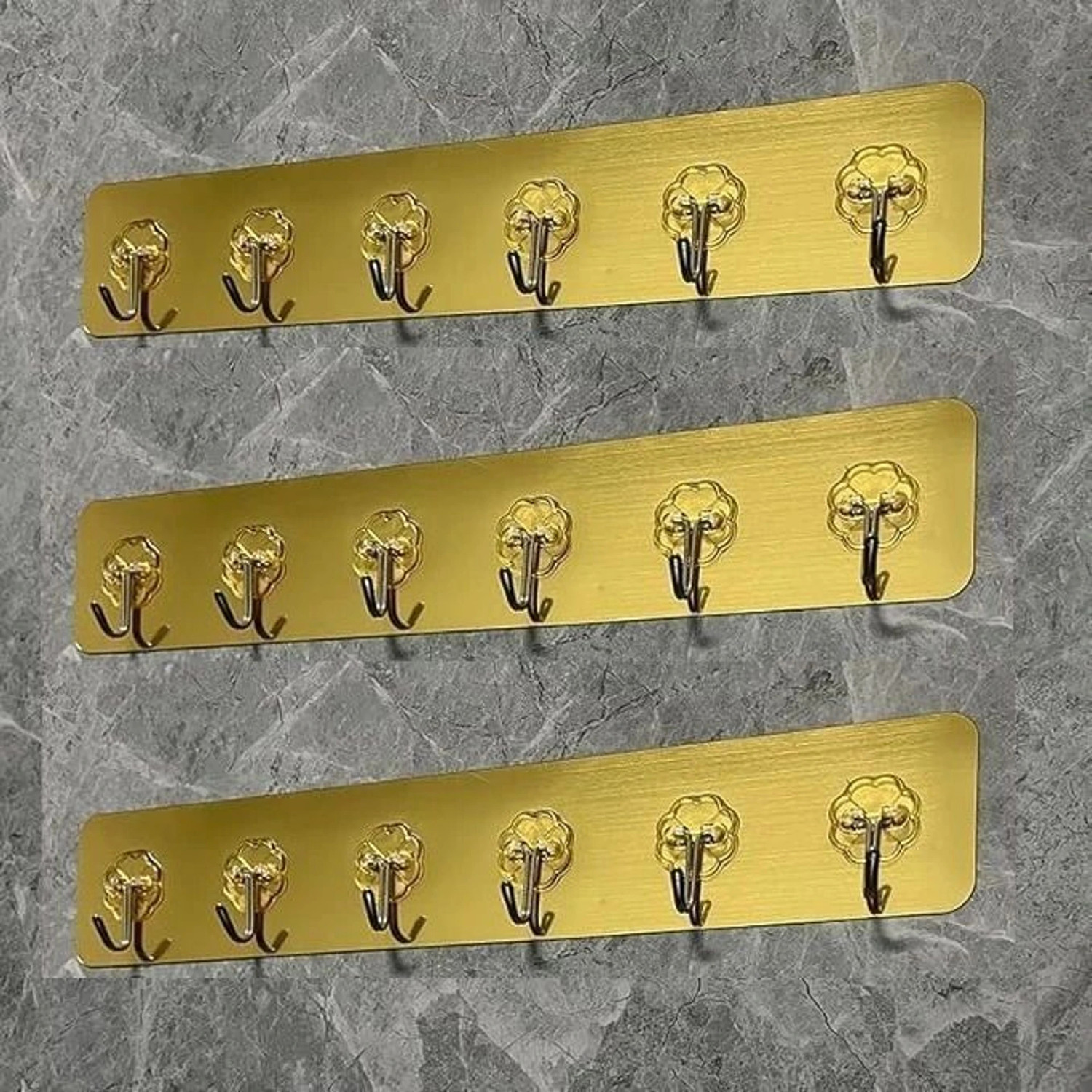 Image of DDBOXEN 6 Hook Strip Golden Hooks for Wall Without Drilling, Wall Mounted Hooks Hook 18