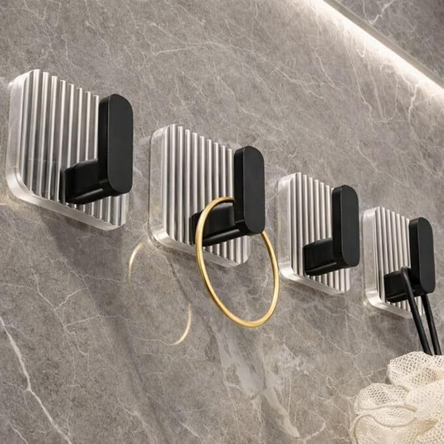 Image of KRYZVO Set of 4 Luxury Acrylic Self-Adhesive Wall Hooks | Strong Grip, Heavy Duty Hook 4