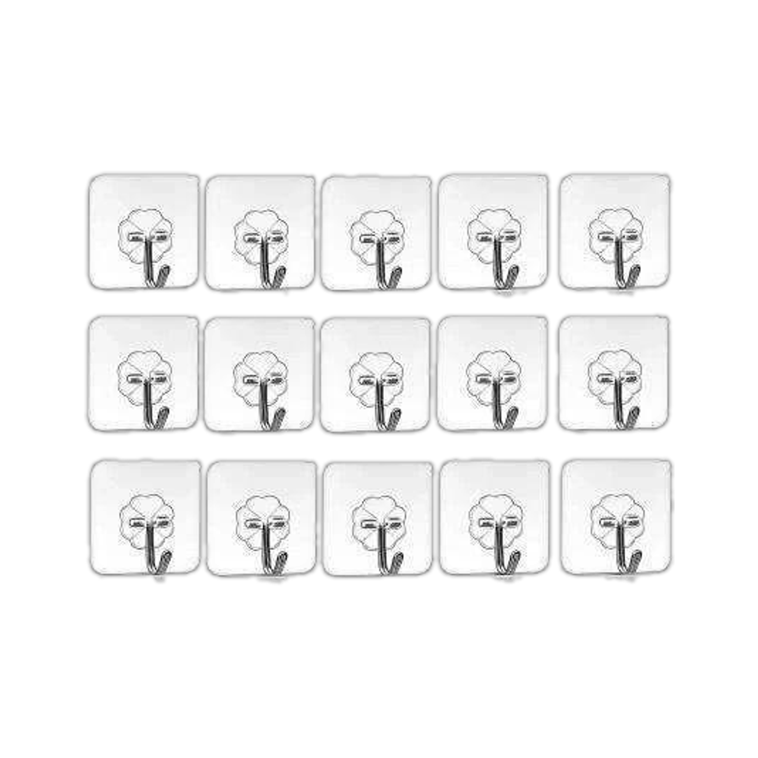 Image of XBEY Durable Transparent Adhesive Wall Hooks - 15 Pack Hook 15
