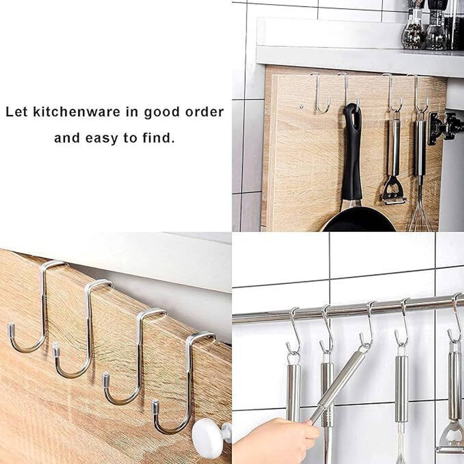 6Pcs Over Door Hook Set,Durable Over Door Hooks,Stainless Steel Door