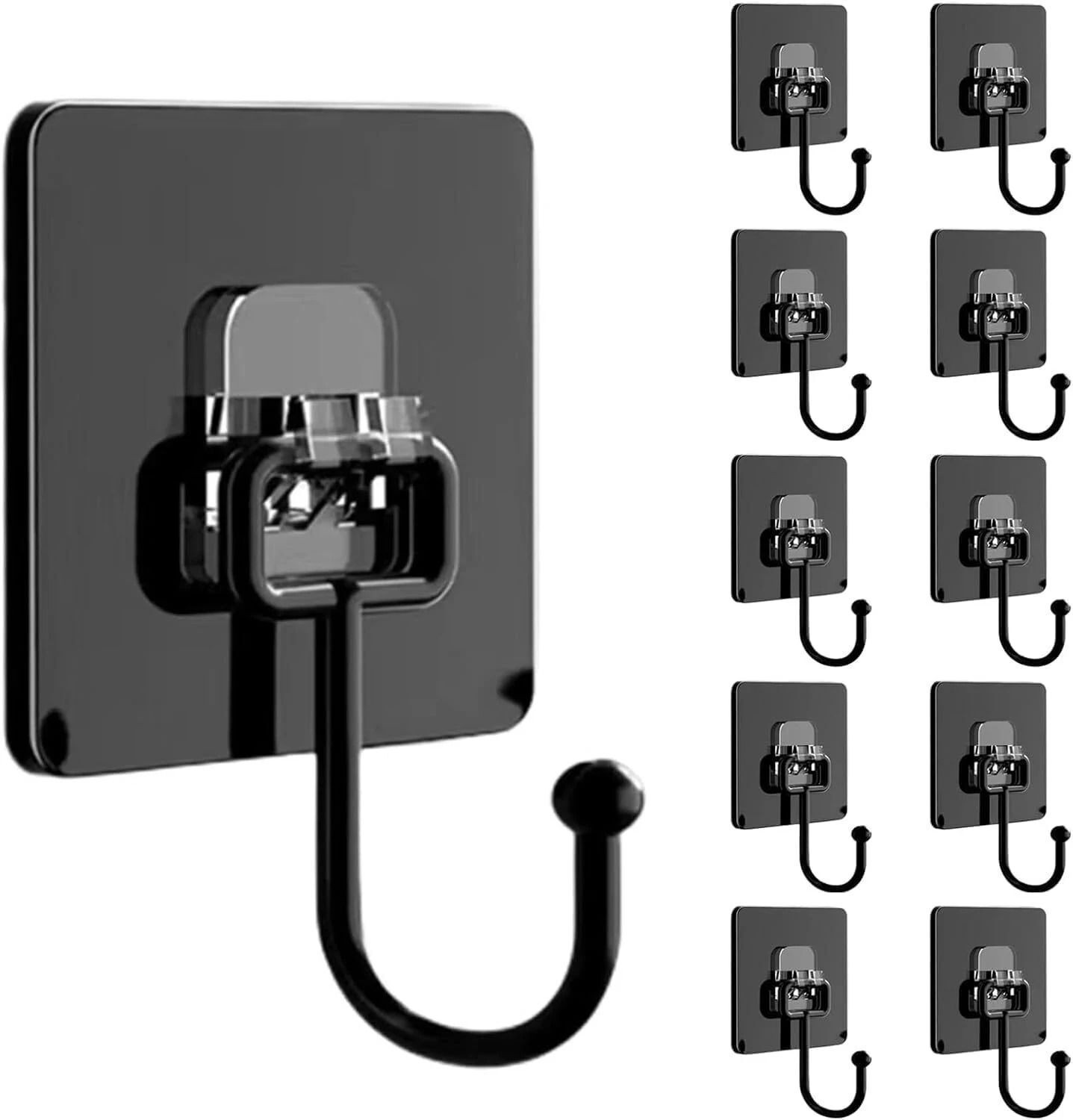 Image of QUEBLISS Self Adhesive Wall Hooks / Drill Free Hooks / Sticker Hanger Kitchen Bathroom Swivel Hook 10