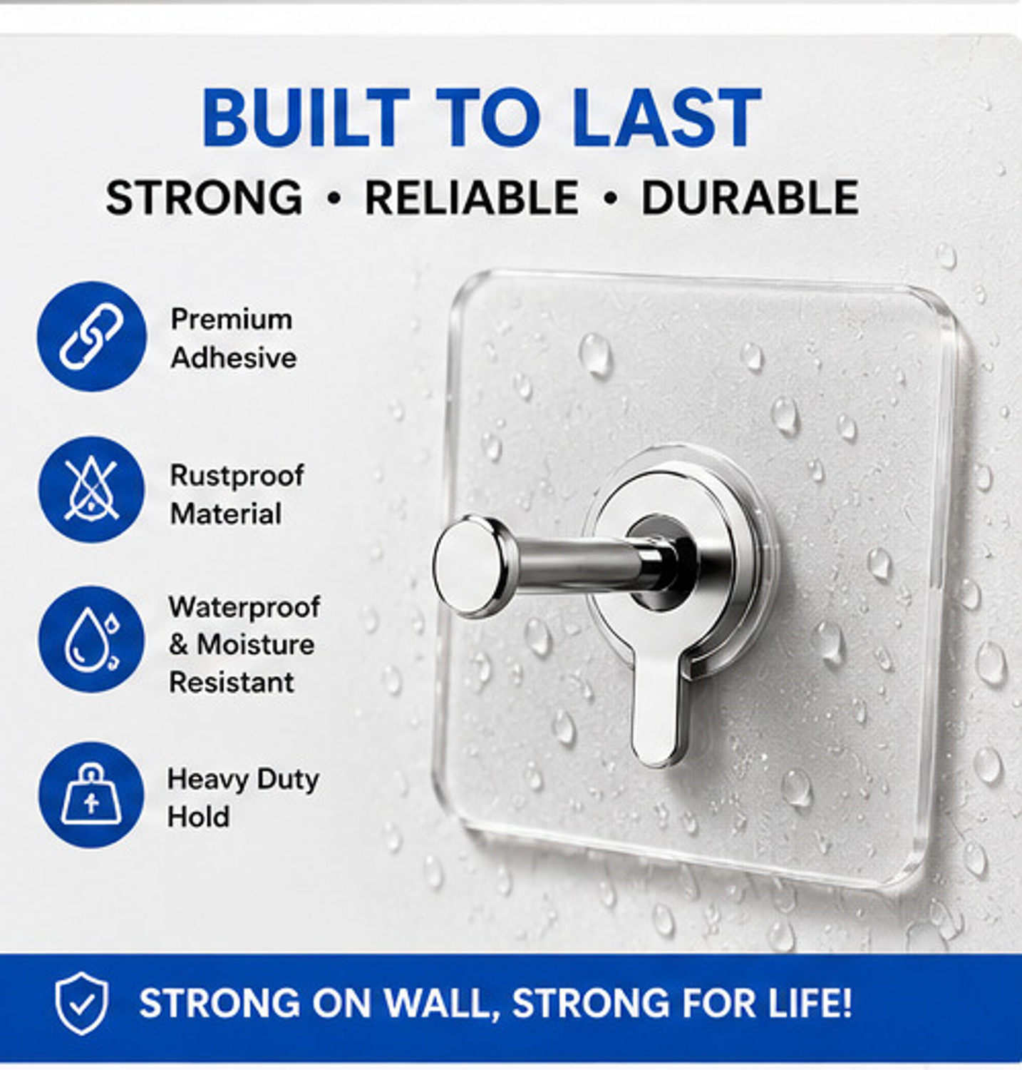 Image of TYAGY Self Adhesive Wall Hooks Pack of 20 Heavy Duty Waterproof Transparent Hooks Hook 20