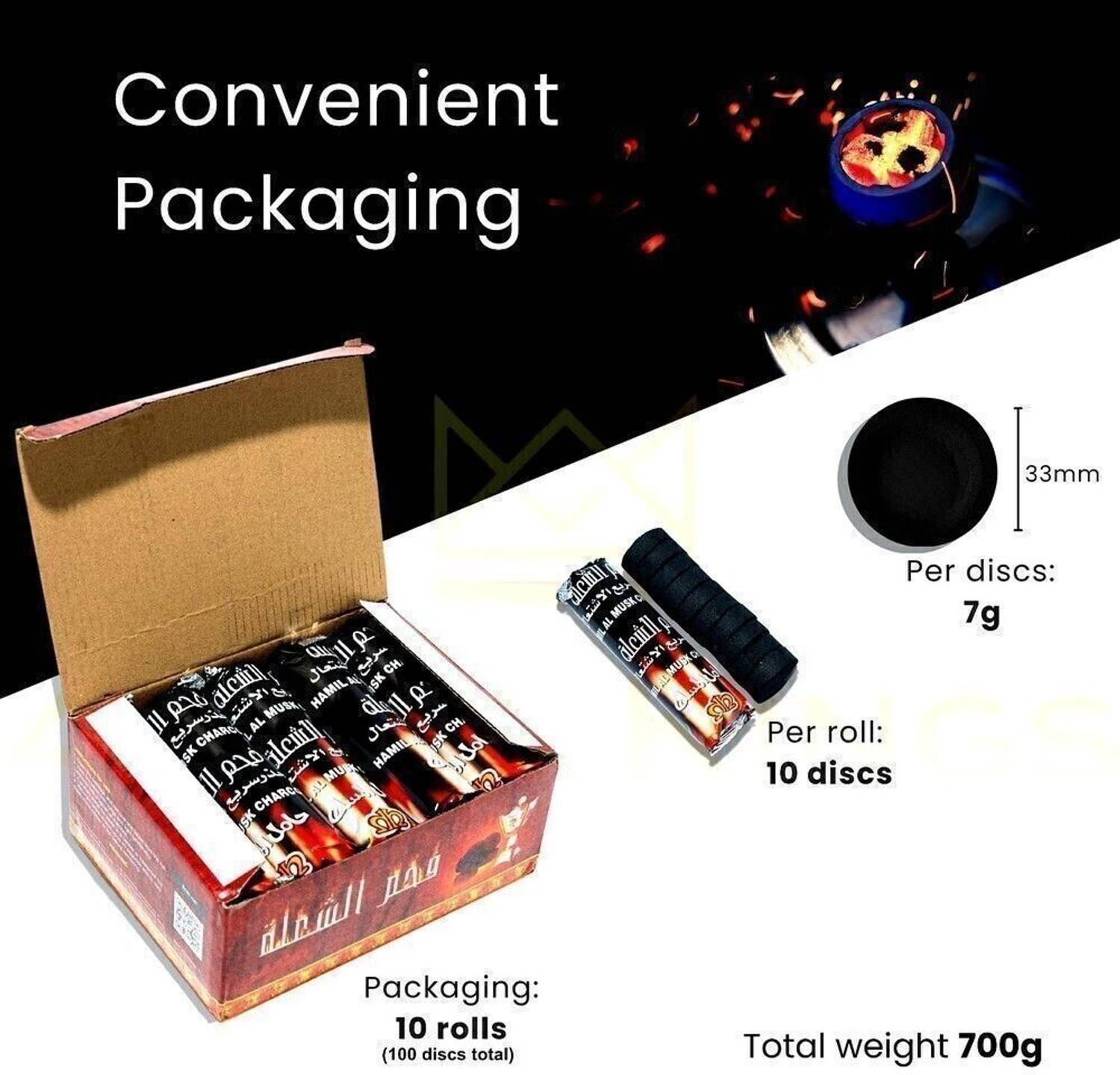 Zephyr Charcoal Rolls for Bukhoor and Hookah, Magic Coal Hookah