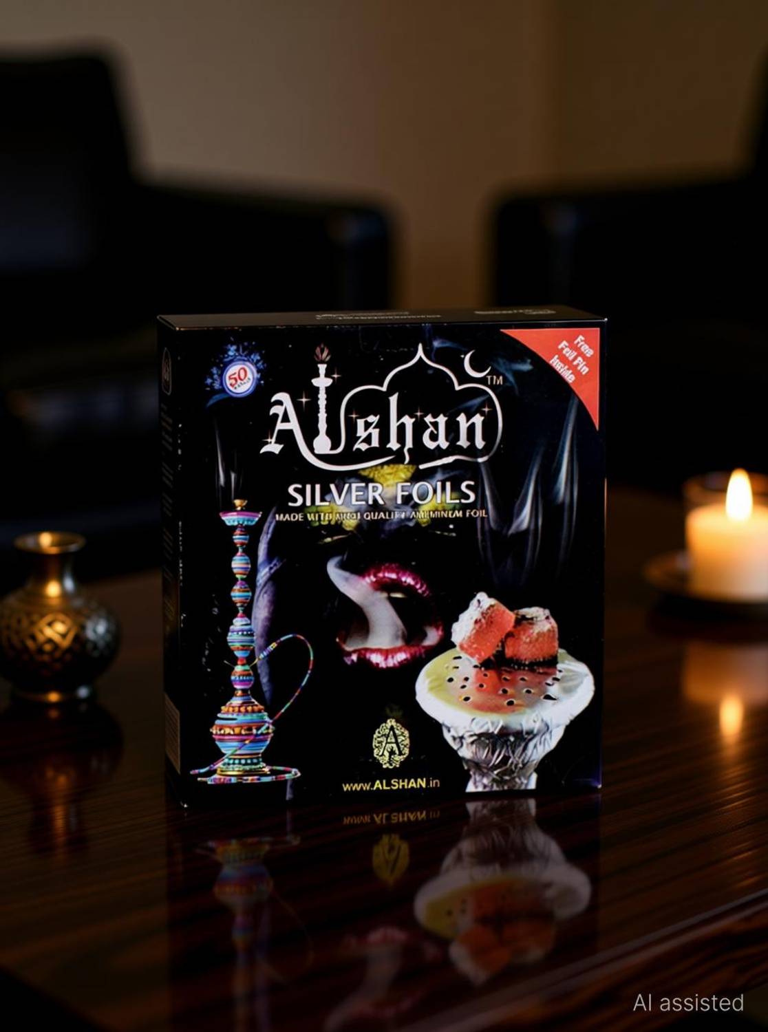 Alshan Foil Pre-cut 50 Pcs. with free foil pin inside Hookah Charcoals