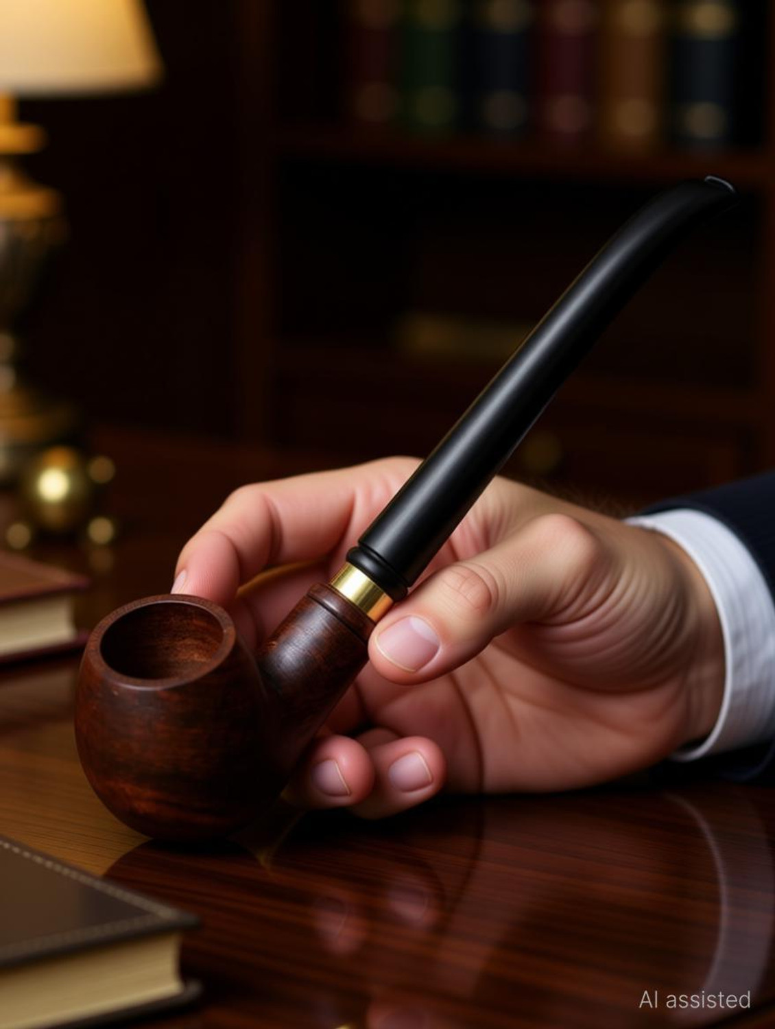 Image of KESHU HANDICRAFT Italian Style Royal Cigar Tobacco Pipe Wooden Smoking Pipe Wooden Inside Fitting Hookah Mouth Tip