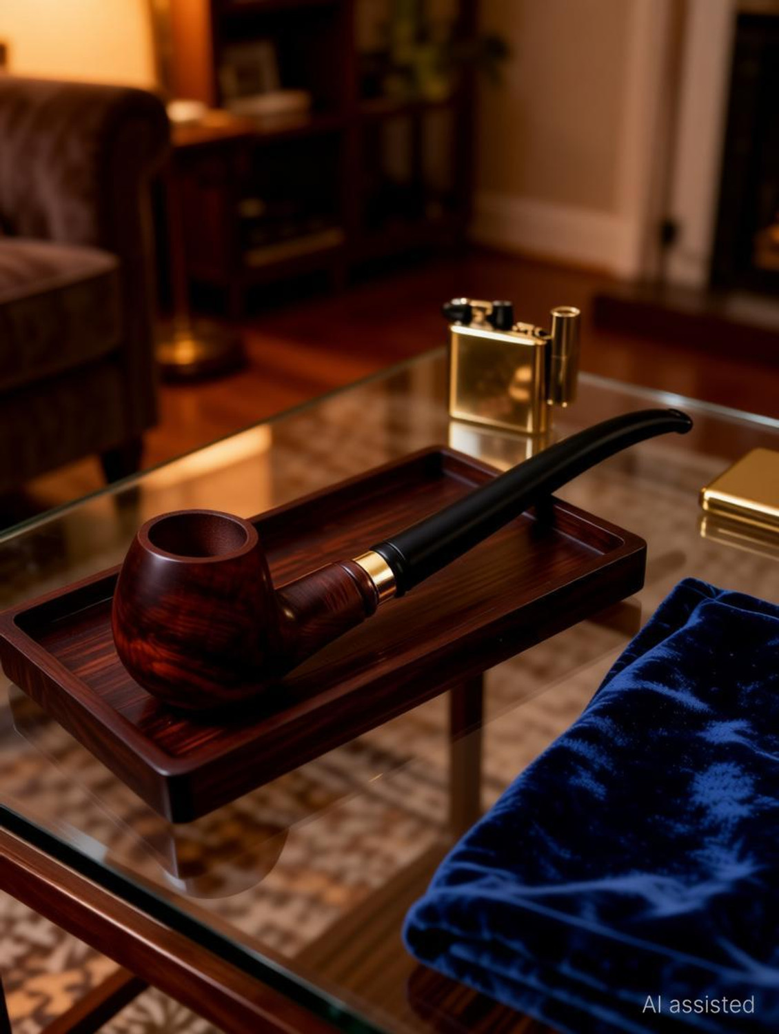 Image of KESHU HANDICRAFT Italian Style Royal Cigar Tobacco Pipe Wooden Smoking Pipe Wooden Inside Fitting Hookah Mouth Tip